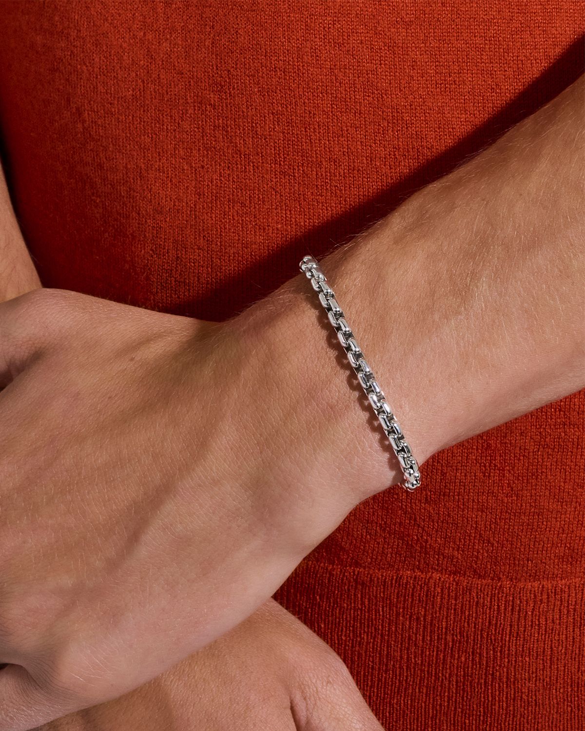 John Hardy Men 's Sterling Silver Box Chain Bracelet, 4.8mm