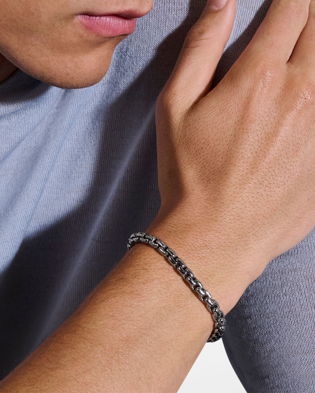 John Hardy Men 's Dark Sterling Silver Box Chain Bracelet, 6mm