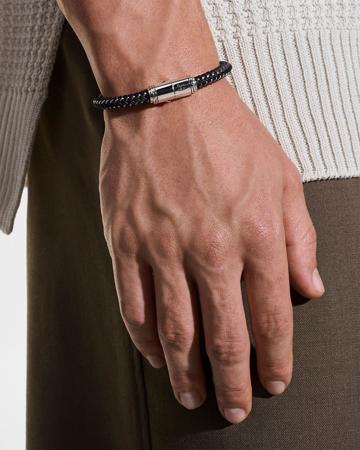 John Hardy Men 's Rubber Cord Bracelet with Sterling Silver, 6mm