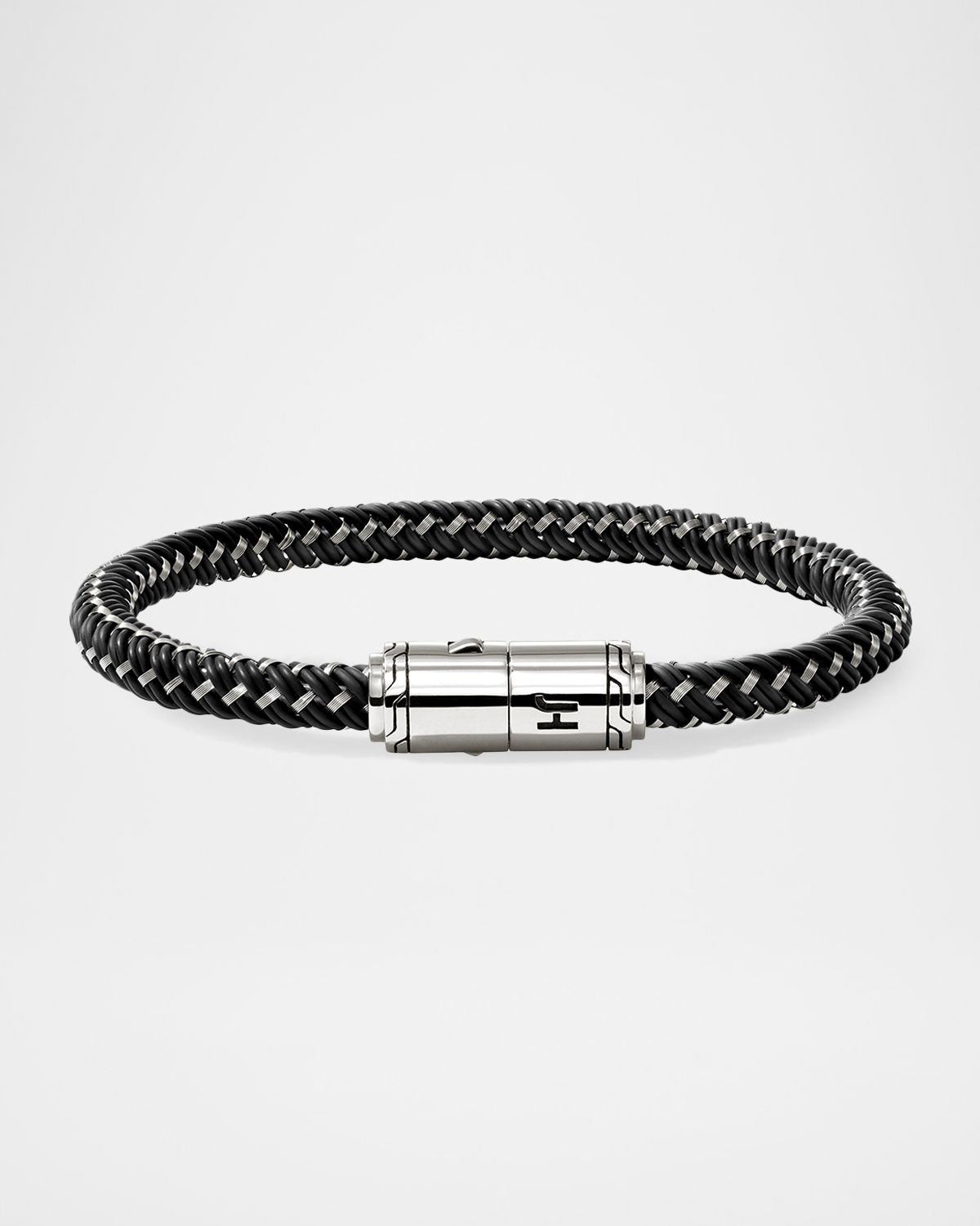 John Hardy Men 's Rubber Cord Bracelet with Sterling Silver, 6mm - Women's Jewelry And Watches