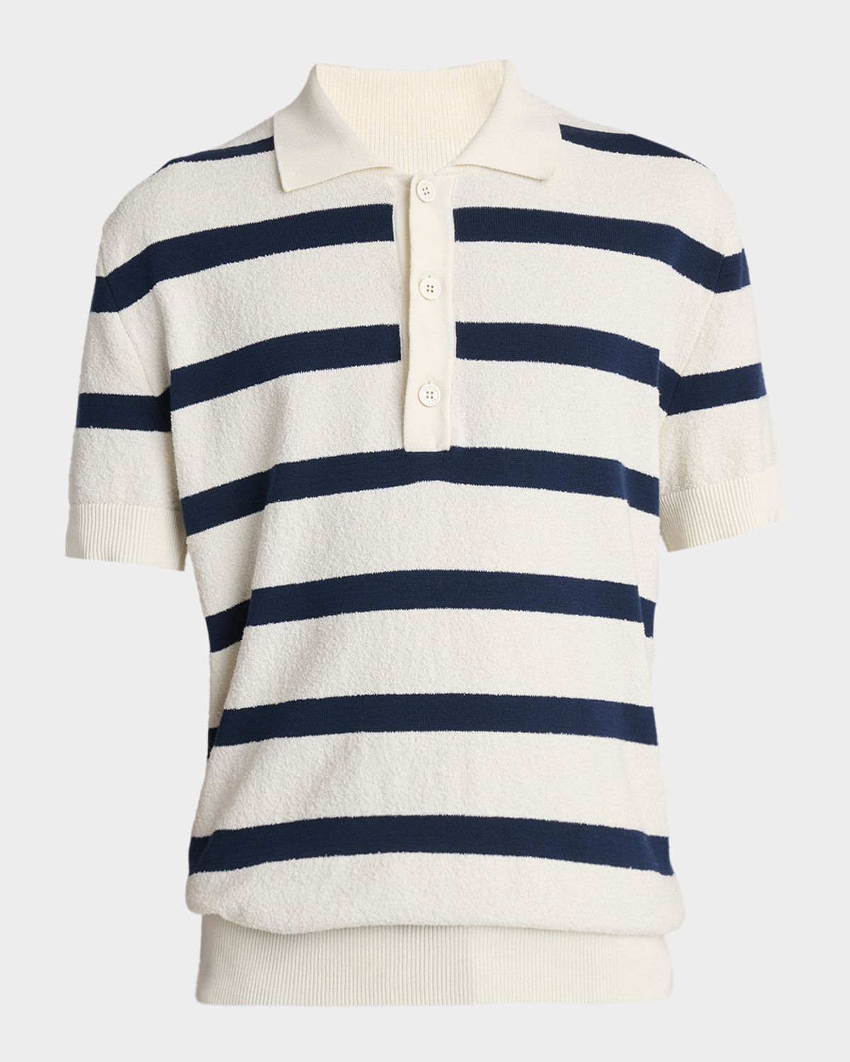 Balmain Men 's Mariniere Stripe Knit Polo Sweater