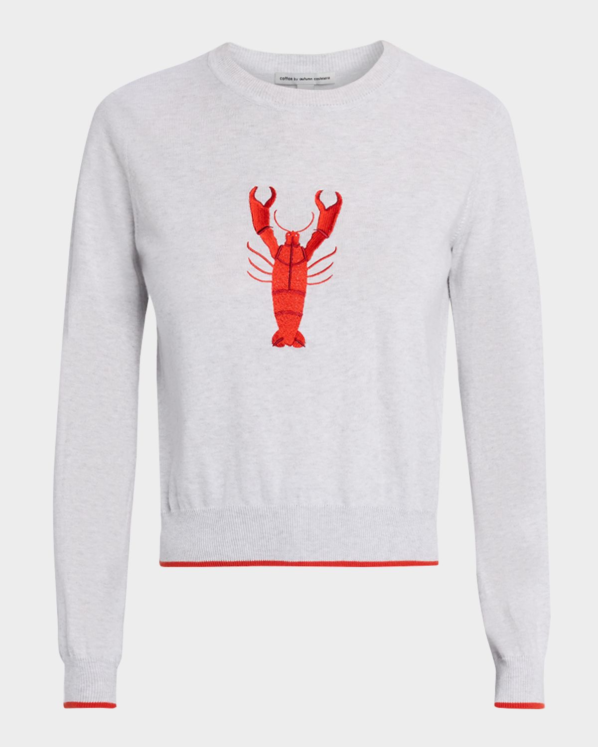 Autumn Cashmere Crewneck Lobster Cotton Knit Sweater