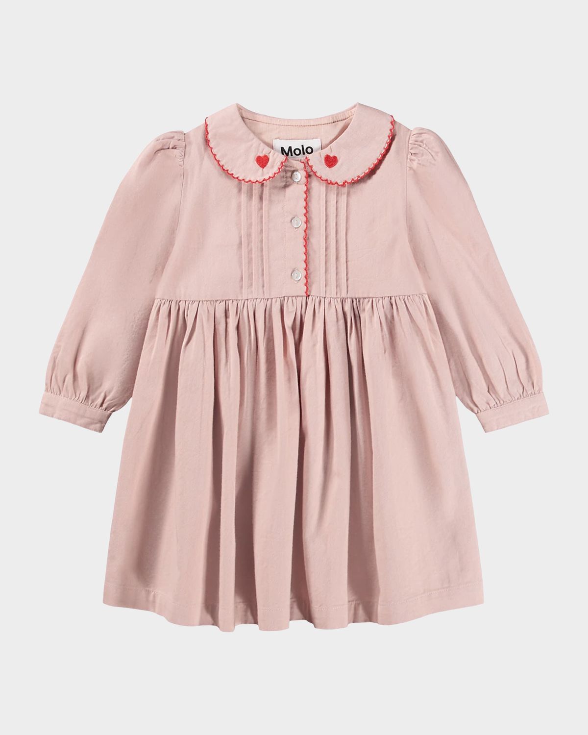 Molo Girl 's Charlette Long-Sleeve Embroidered Cotton Dress, Size 3M-4