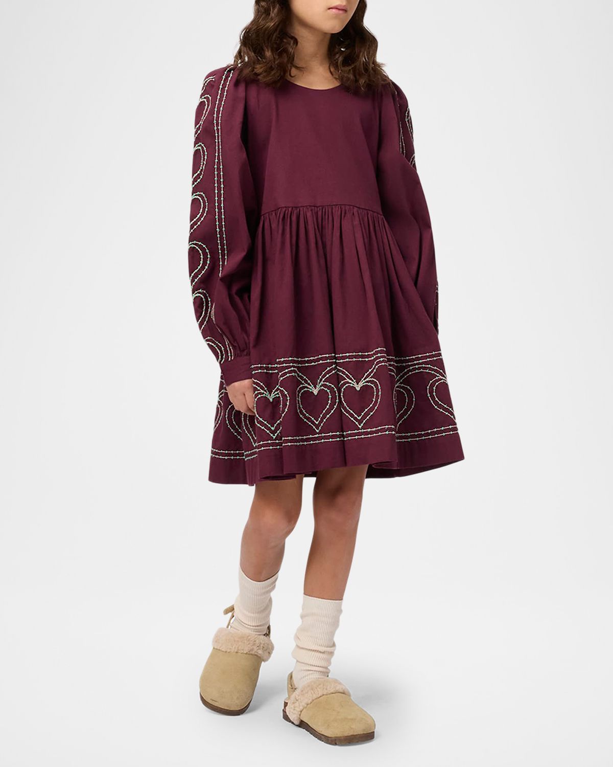 Molo Girl 's Cybil Embroidered Long-Sleeve Poplin Dress, Size 3-6 | Thumbnail 5 Molo Girl 's Cybil Embroidered Long-Sleeve Poplin Dress, Size 3-6 | Thumbnail 5