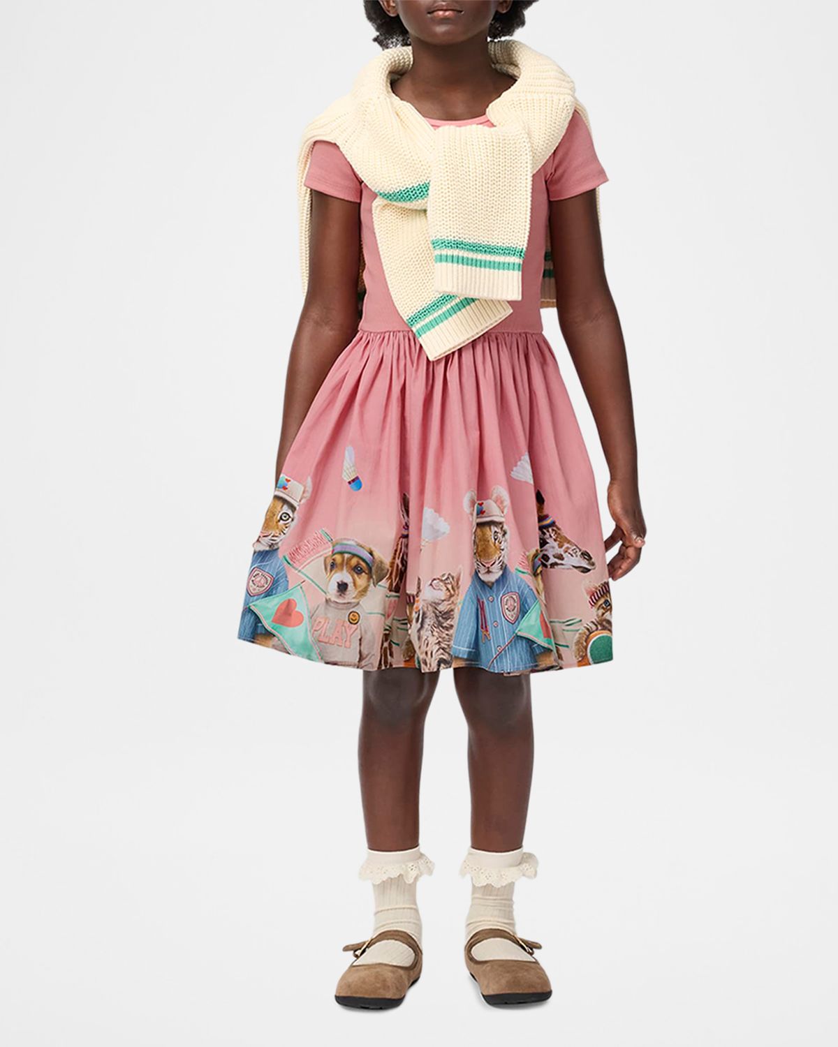 Molo Girl 's Cissa Animal-Print Short-Sleeve Dress, Size 3-6 | Thumbnail 5 Molo Girl 's Cissa Animal-Print Short-Sleeve Dress, Size 3-6 | Thumbnail 5