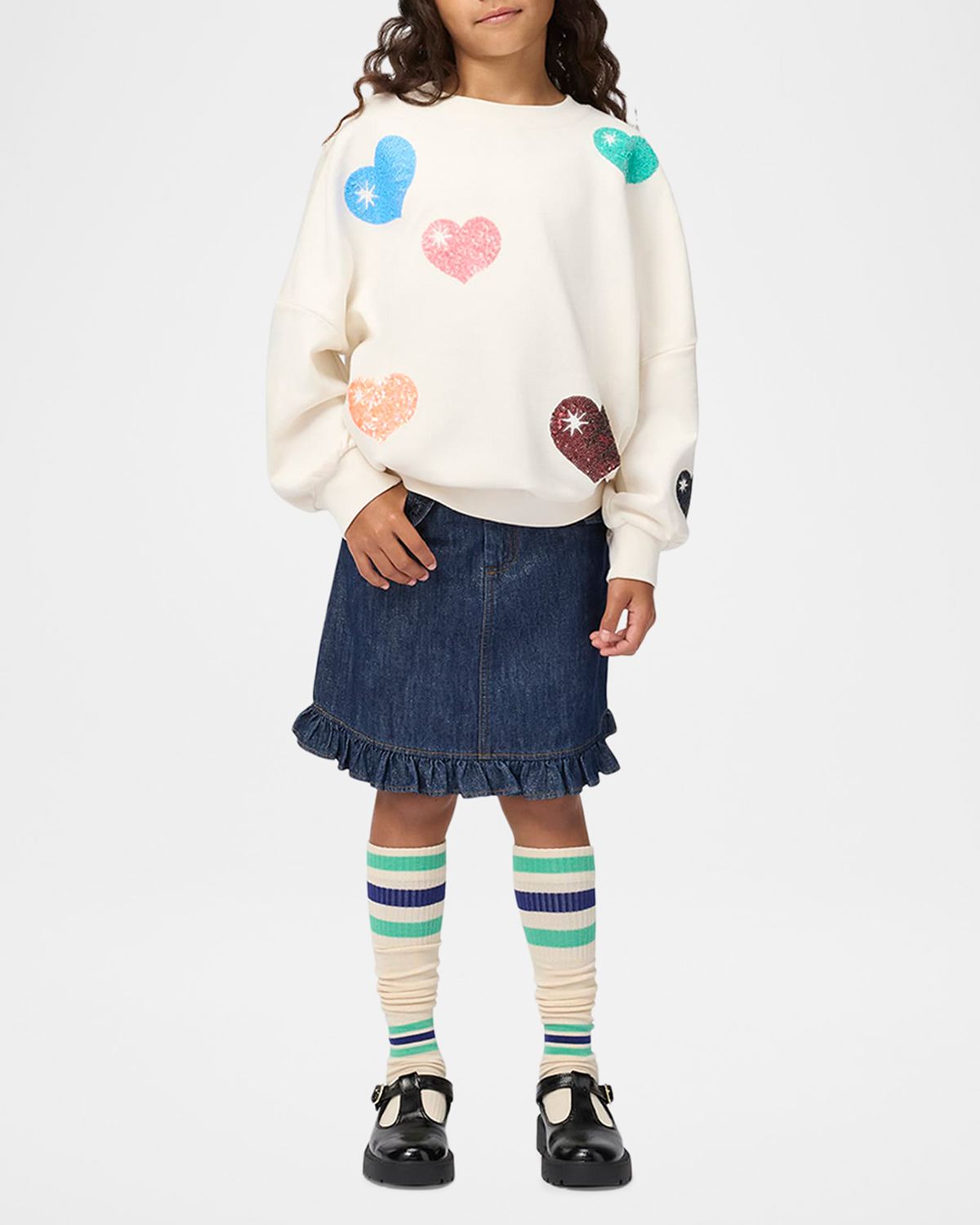 Molo Girl 's Berit Ruffled Sparkly Denim Skirt, Size 3-6 | Thumbnail 6 Molo Girl 's Berit Ruffled Sparkly Denim Skirt, Size 3-6 | Thumbnail 6