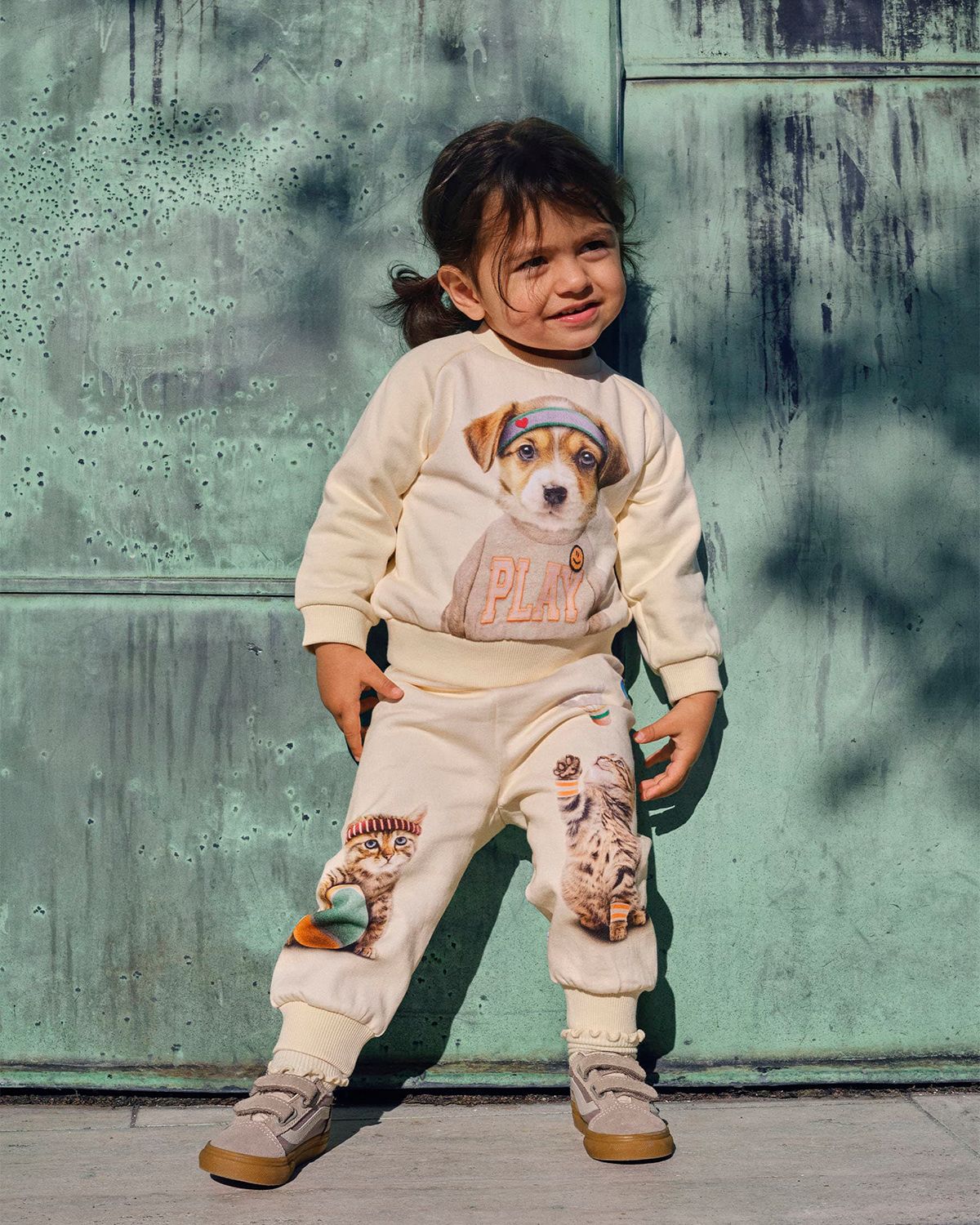 Molo Girl 's Simeon Kitten-Print Cotton Sweatpants, Size -2 | Thumbnail 4 Molo Girl 's Simeon Kitten-Print Cotton Sweatpants, Size -2 | Thumbnail 4