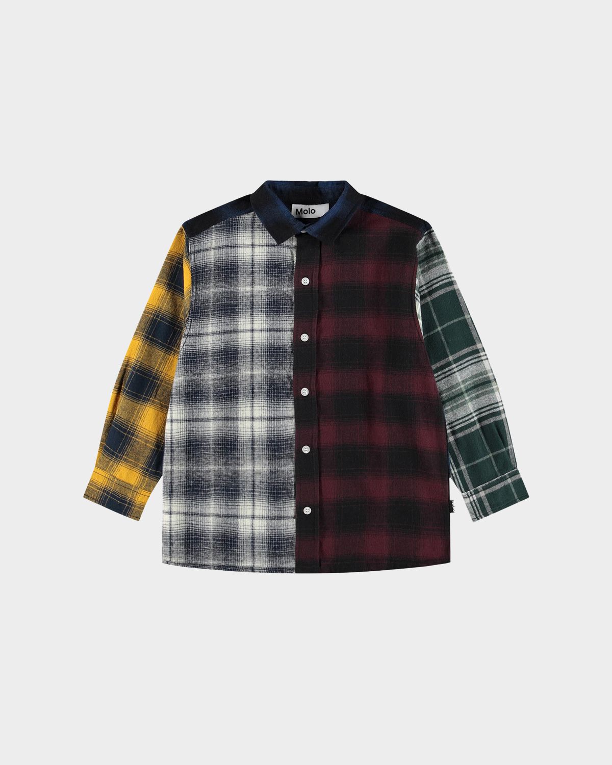 Molo Boy 's Remon Colorblocked Plaid Long-Sleeve Shirt, Size 3-6