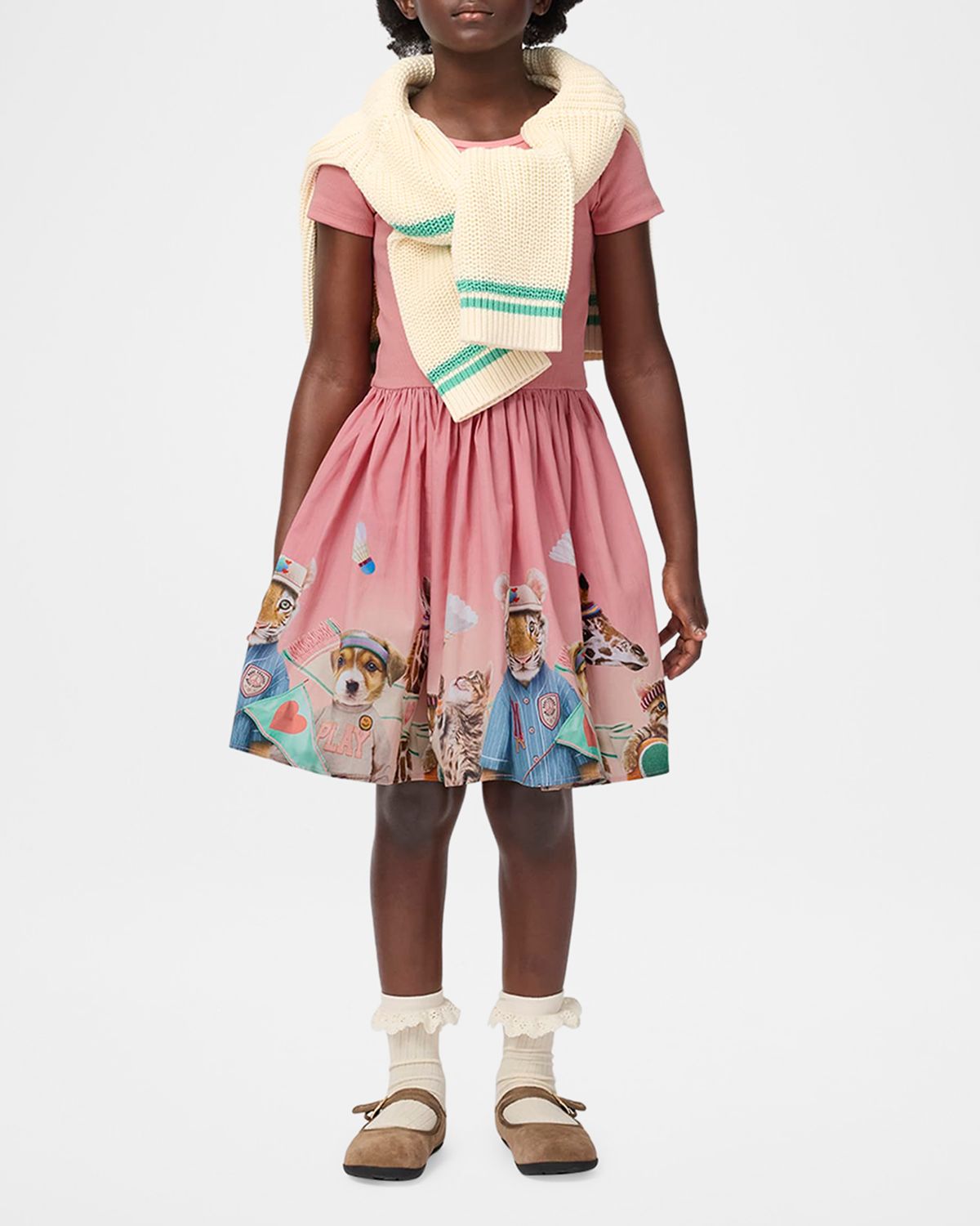 Molo Girl 's Cissa Animal-Print Short-Sleeve Dress, Size 7-10 | Thumbnail 5 Molo Girl 's Cissa Animal-Print Short-Sleeve Dress, Size 7-10 | Thumbnail 5