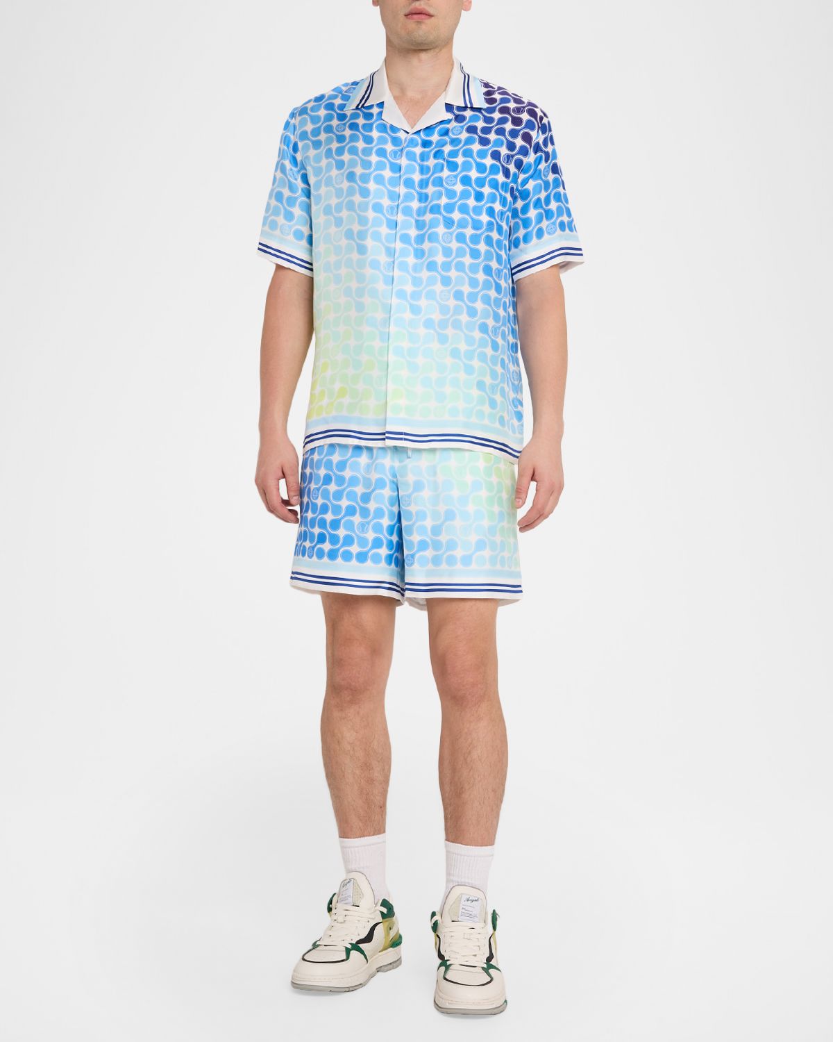 CASABLANCA Men 's Gradient Tennis Tile Silk Drawstring Shorts