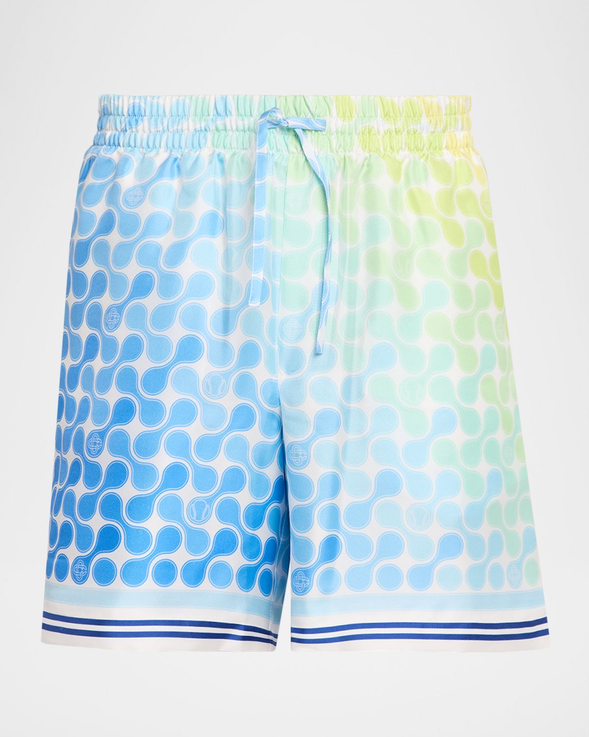 CASABLANCA Men 's Gradient Tennis Tile Silk Drawstring Shorts
