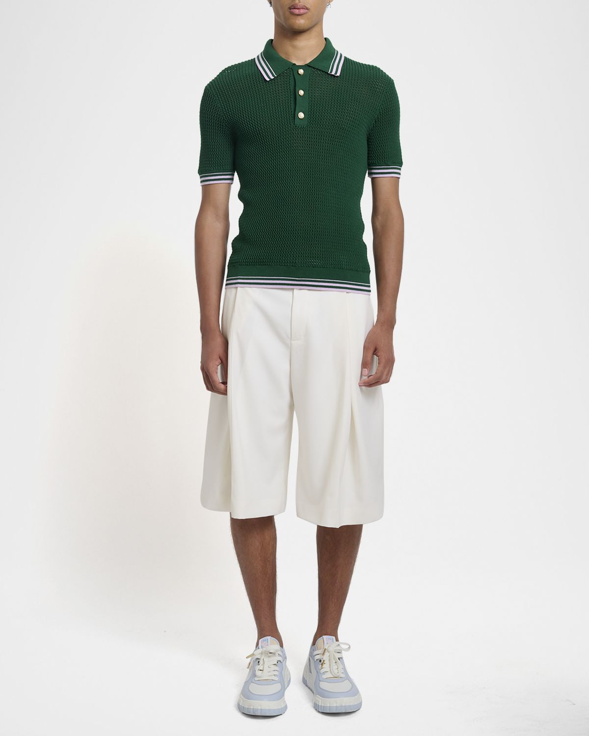 CASABLANCA Men 's Wool and Cotton Baggy-Fit Pleated Shorts