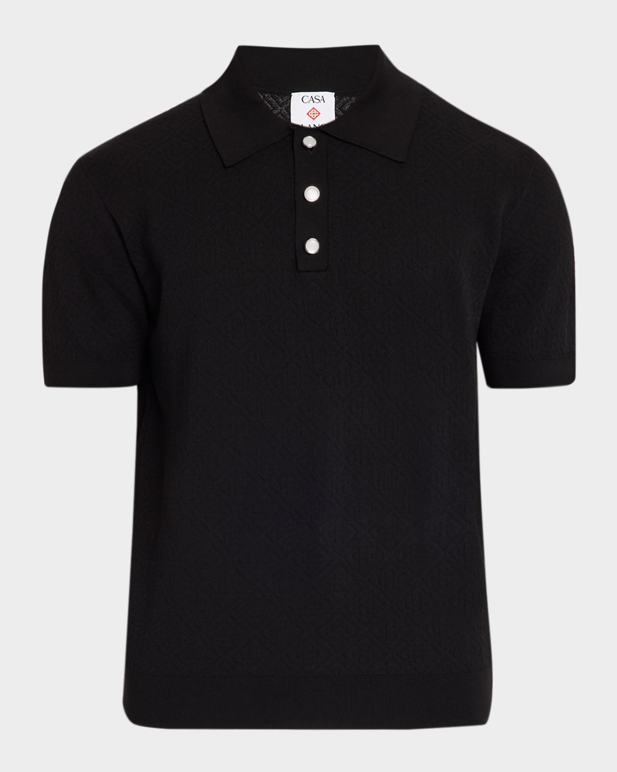 CASABLANCA Men 's Pointelle Monogram Knit Polo Shirt