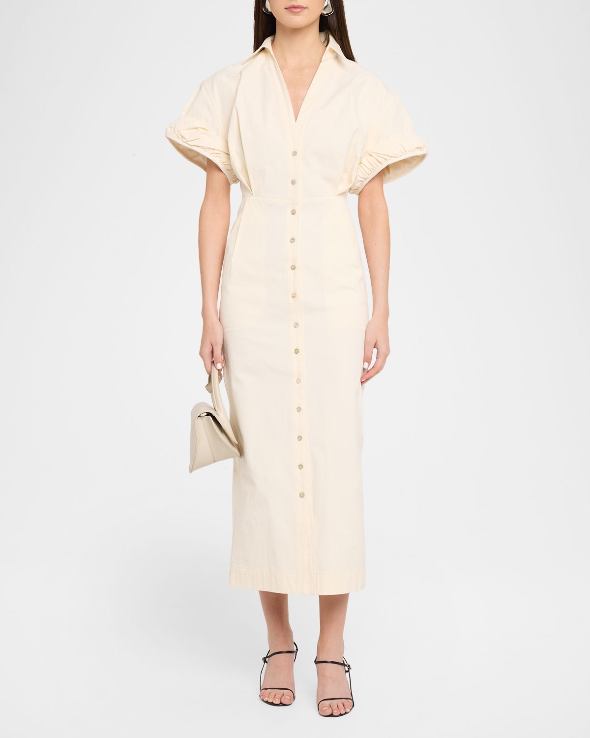 CHRISTOPHER JOHN ROGERS Rolled Short-Sleeve Midi Shirtdress