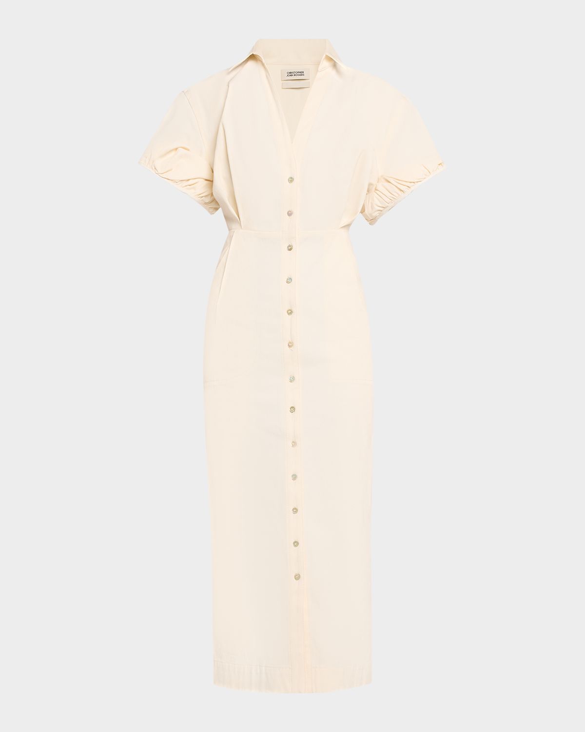 CHRISTOPHER JOHN ROGERS Rolled Short-Sleeve Midi Shirtdress | Thumbnail 6