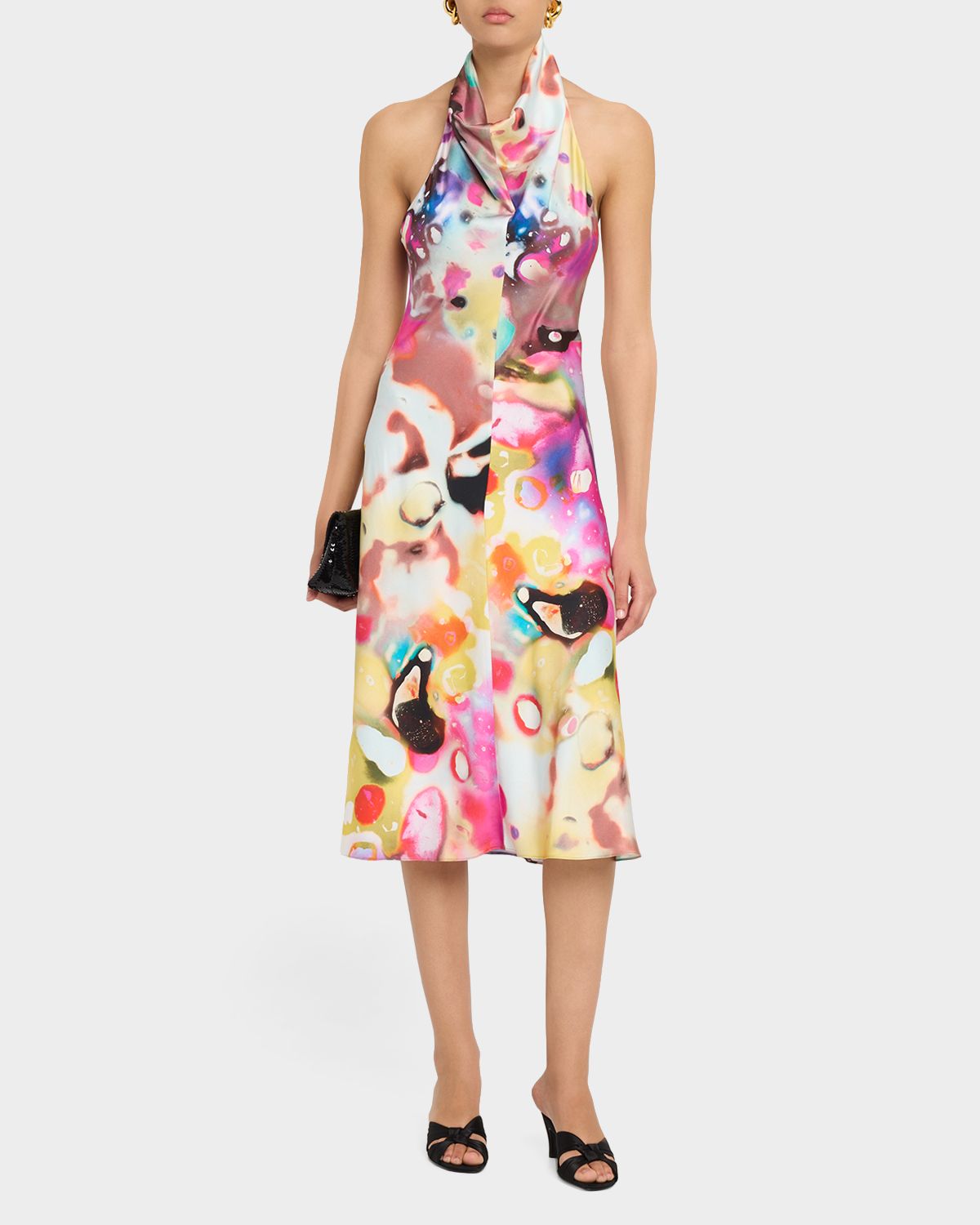 CHRISTOPHER JOHN ROGERS Moonshine Cowl Halter Midi Dress