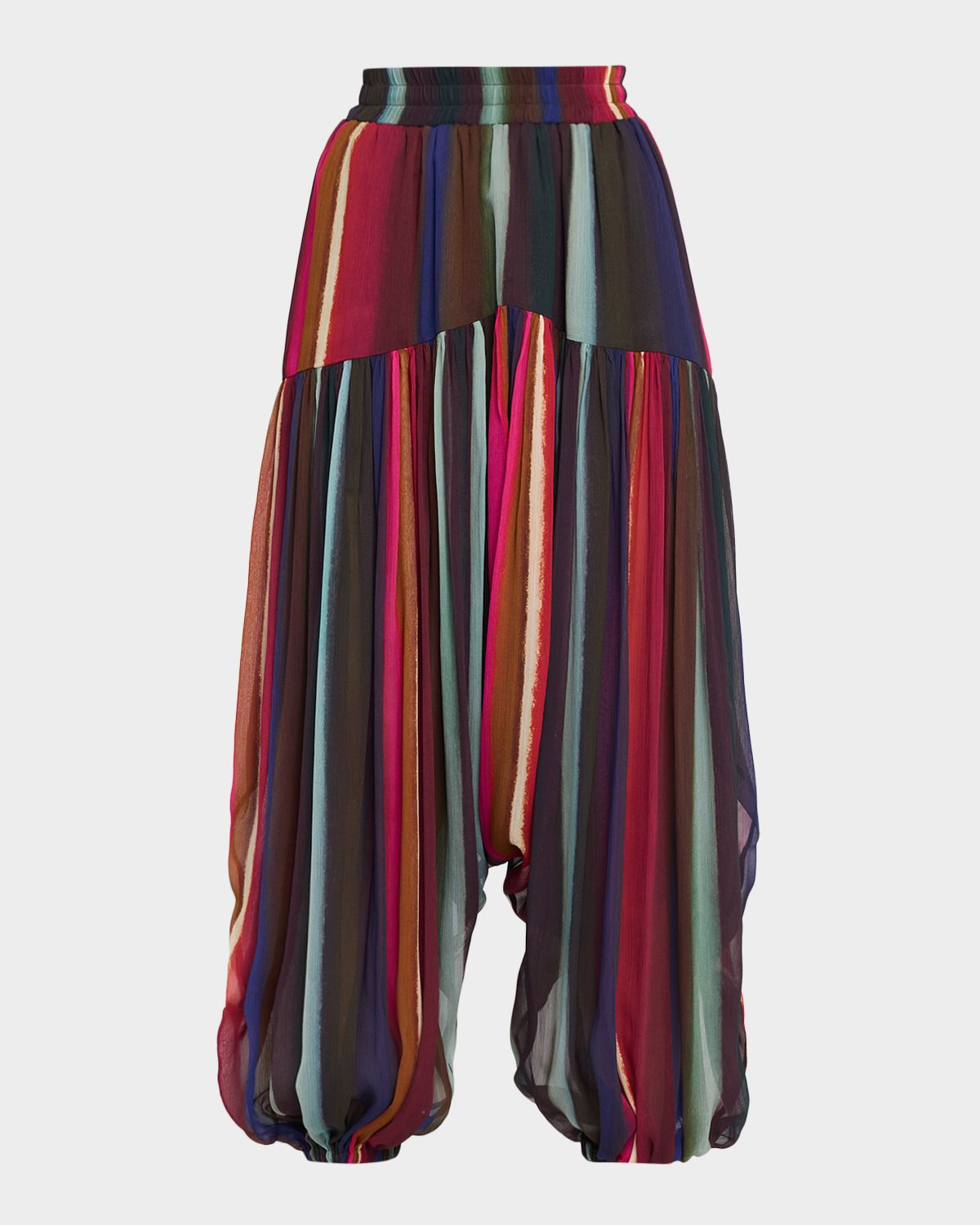 CHRISTOPHER JOHN ROGERS Louie Stripe Plisse Balloon-Leg Pants