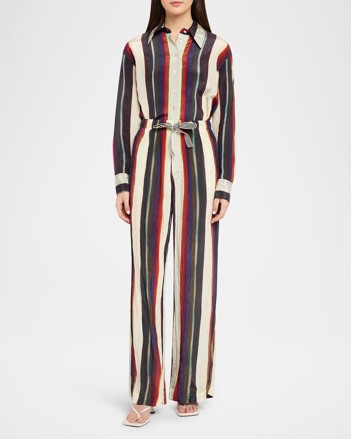 CHRISTOPHER JOHN ROGERS Morris Striped Satin Button-Down Shirt