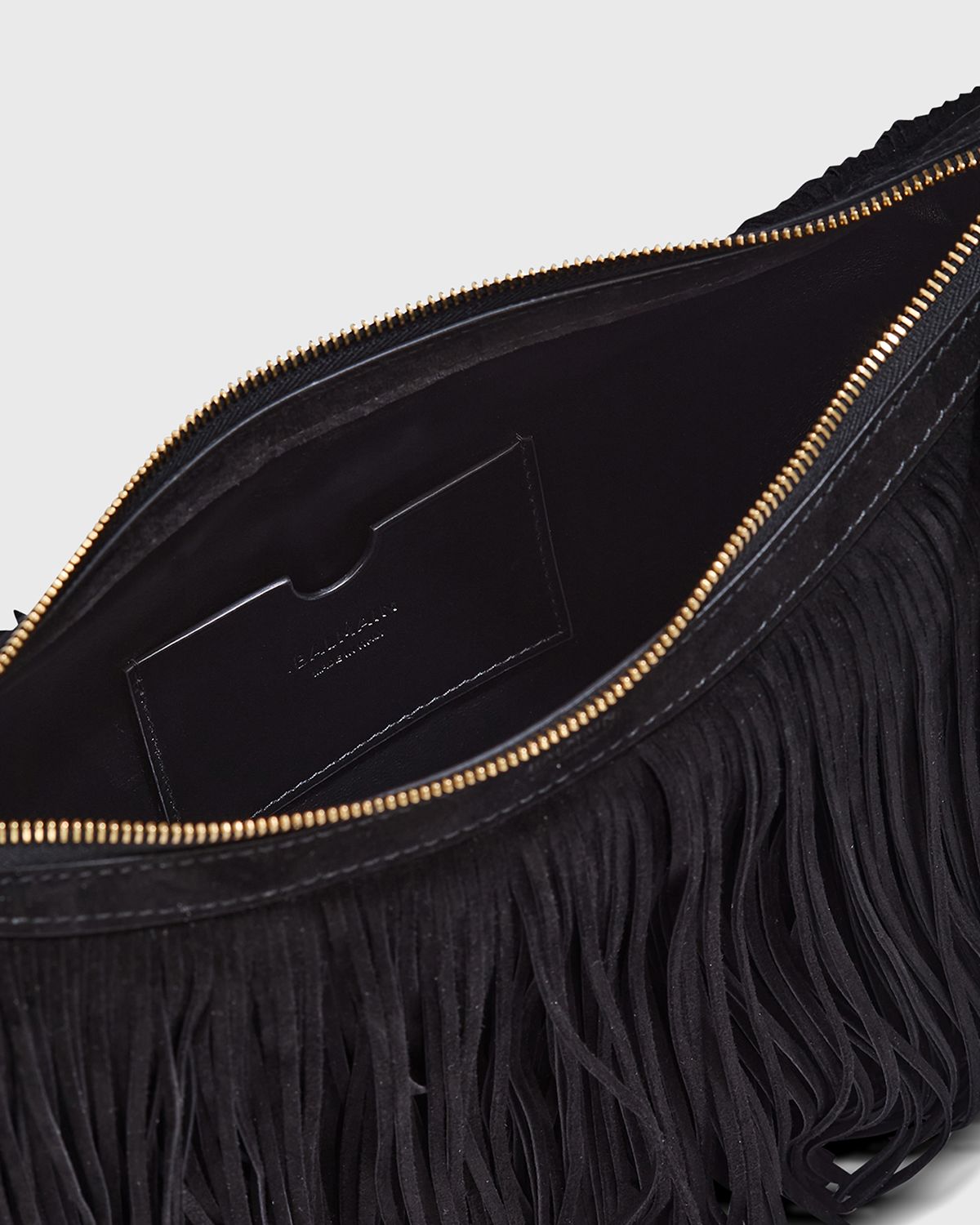 Balmain Ebene Suede Fringe Hobo Bag