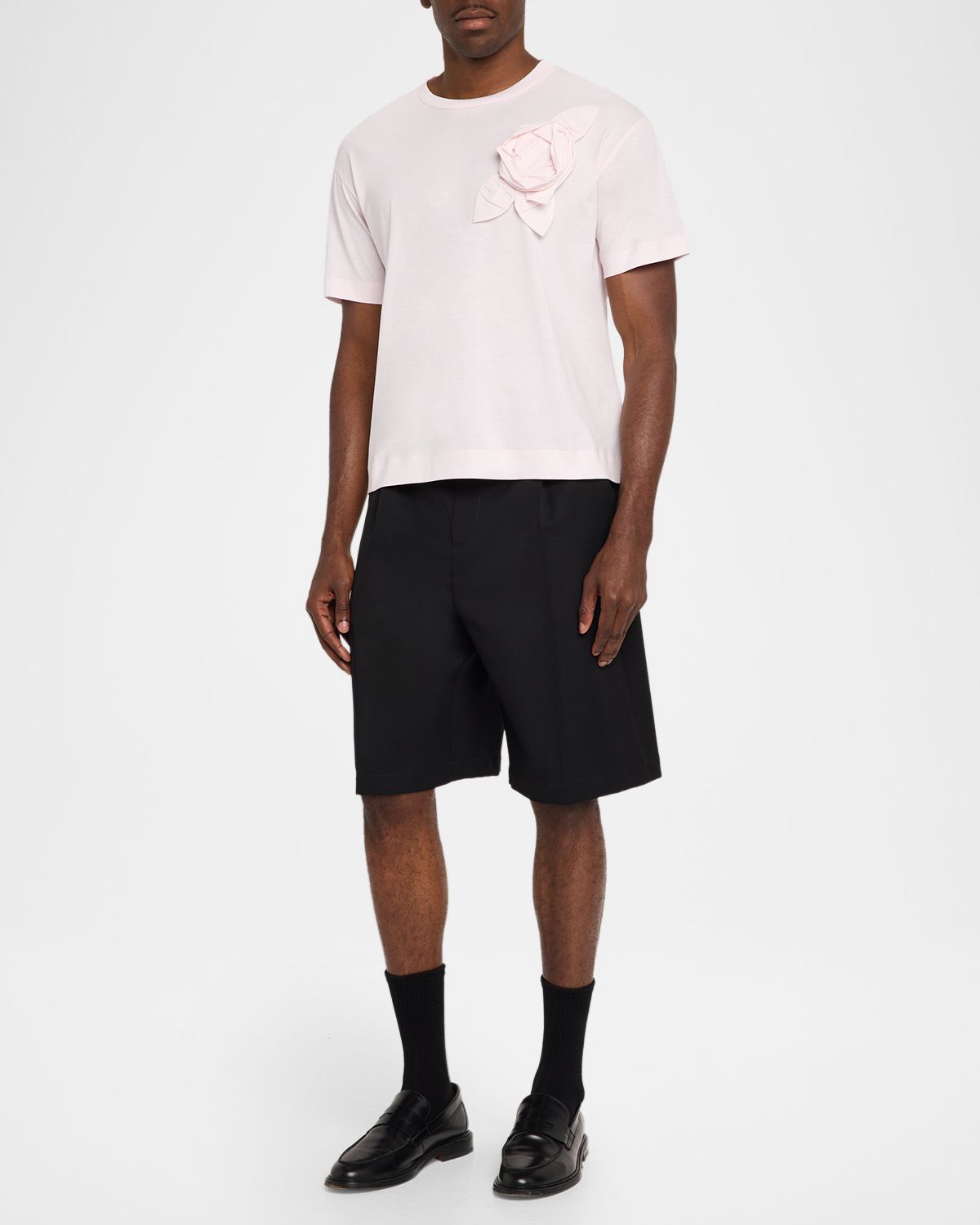 Simone Rocha Men 's Floral Applique Cotton Crewneck T-Shirt