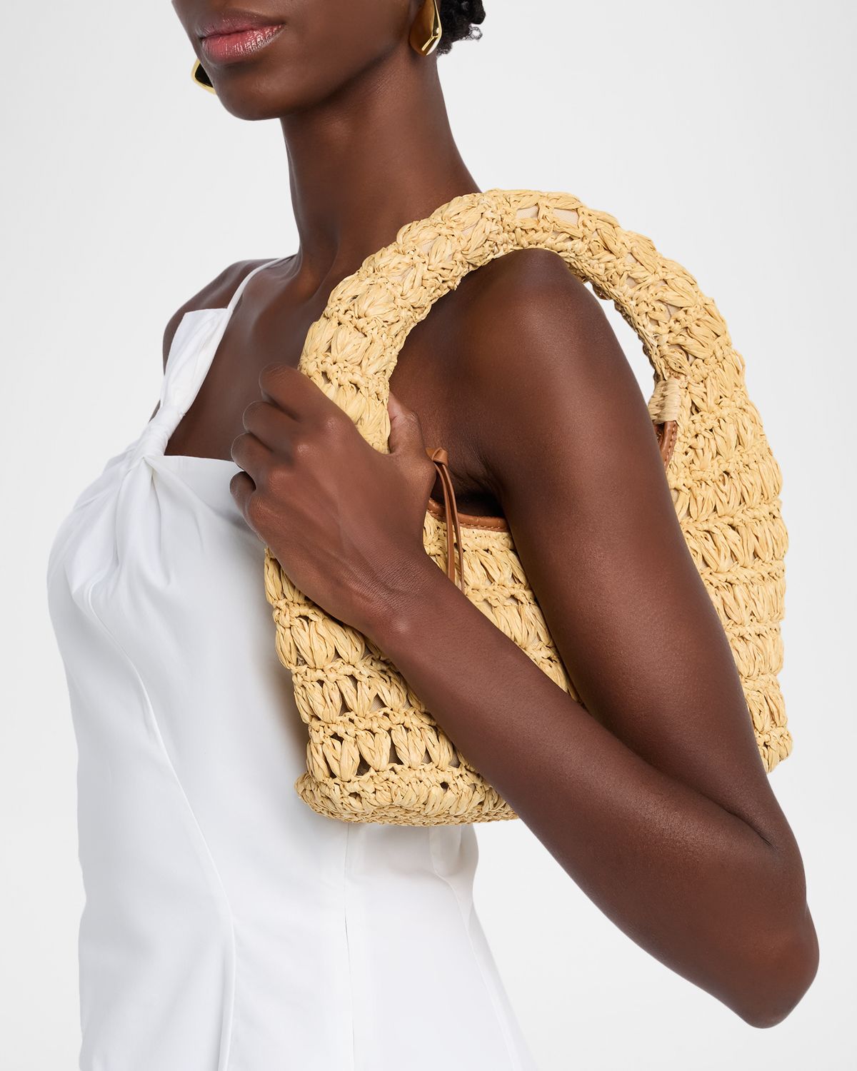 BTB Los Angeles Perry Raffia Hobo Bag