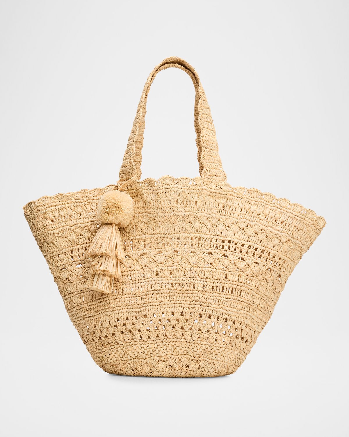 BTB Los Angeles Mikala Crochet Raffia Tote Bag