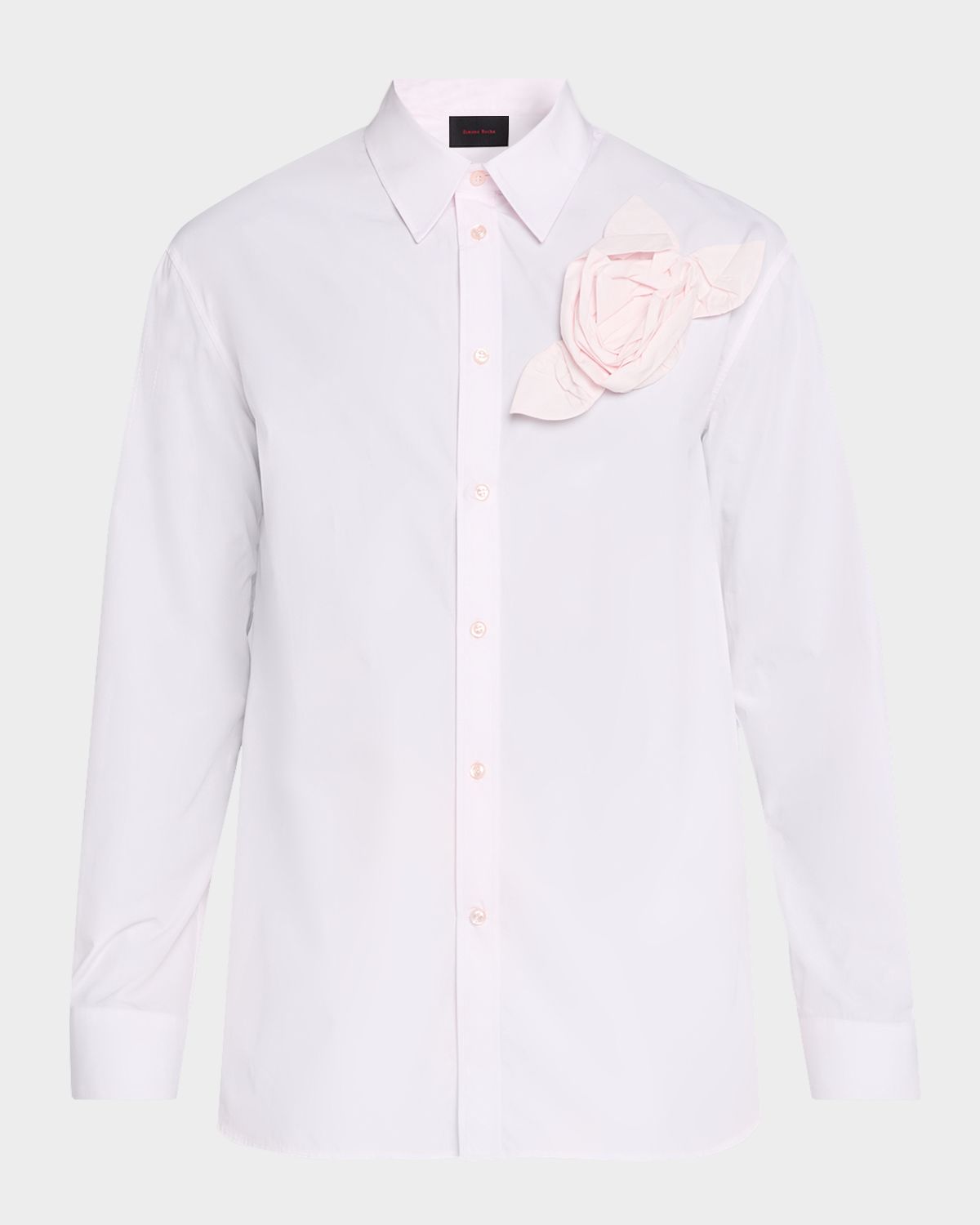 Simone Rocha Men 's Pressed Rose-Applique Poplin Dress Shirt