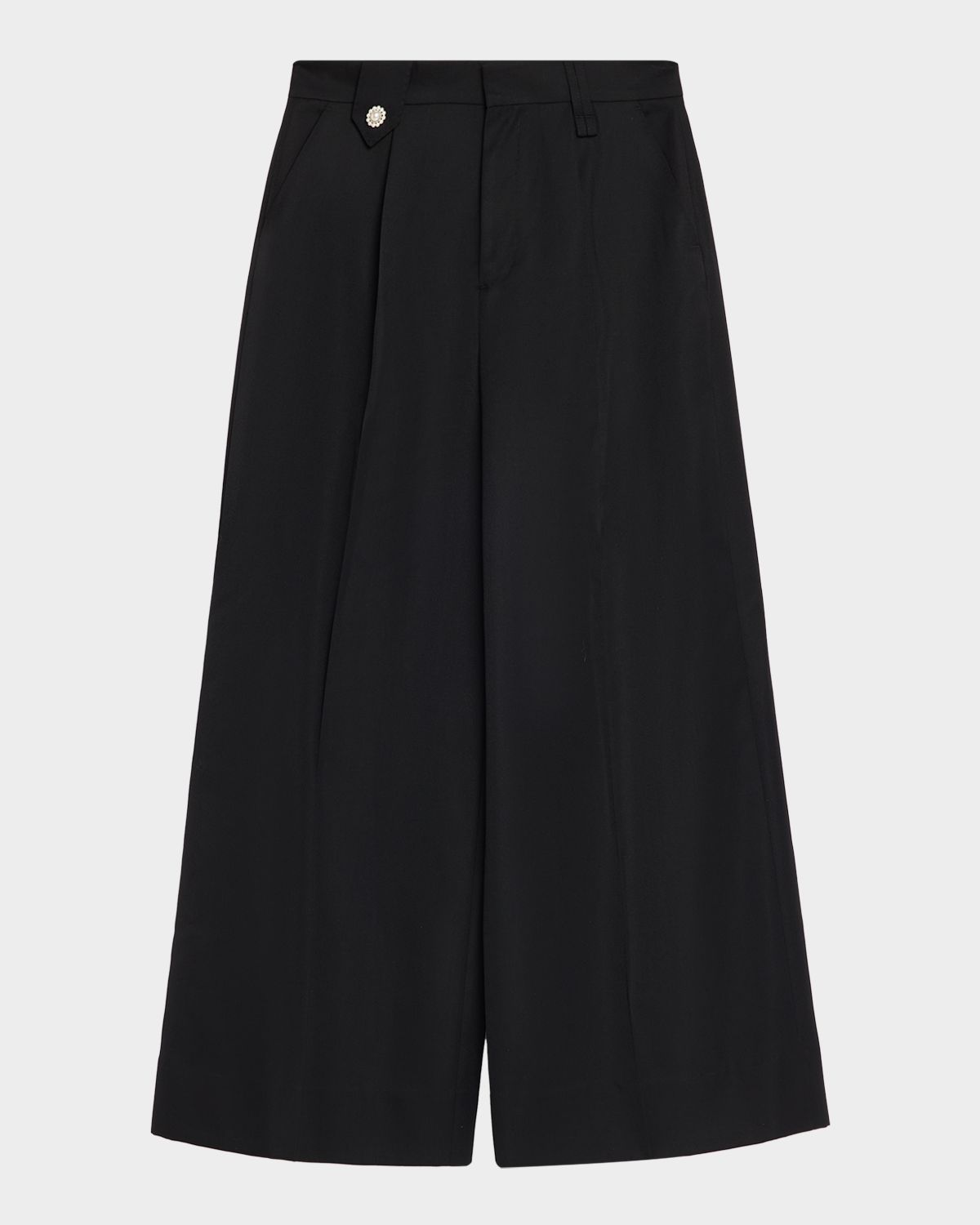 Simone Rocha Men 's Wide-eg Pleated Trousers with Pearly Button