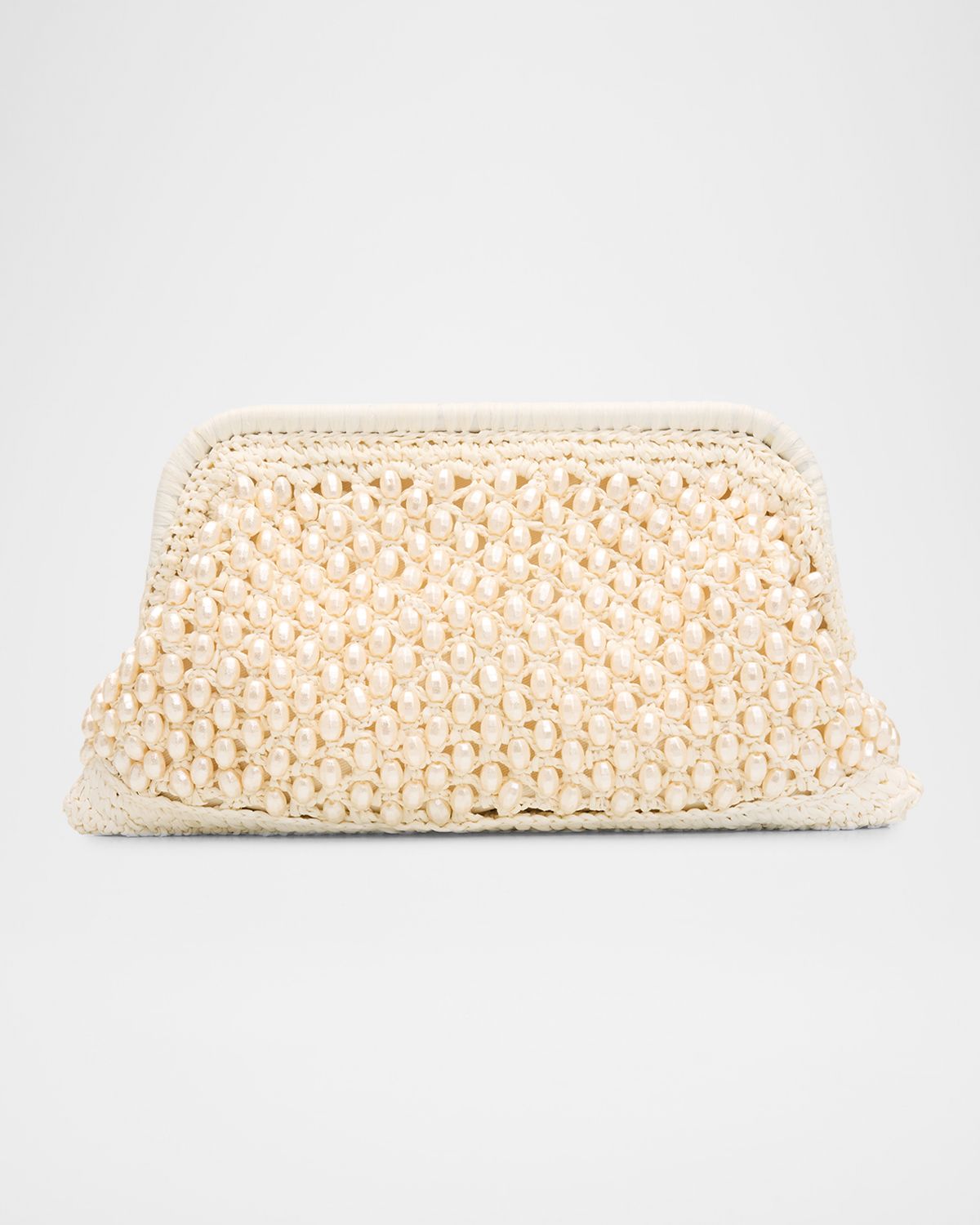 BTB Los Angeles Perola Pearly Beaded Raffia Clutch Bag