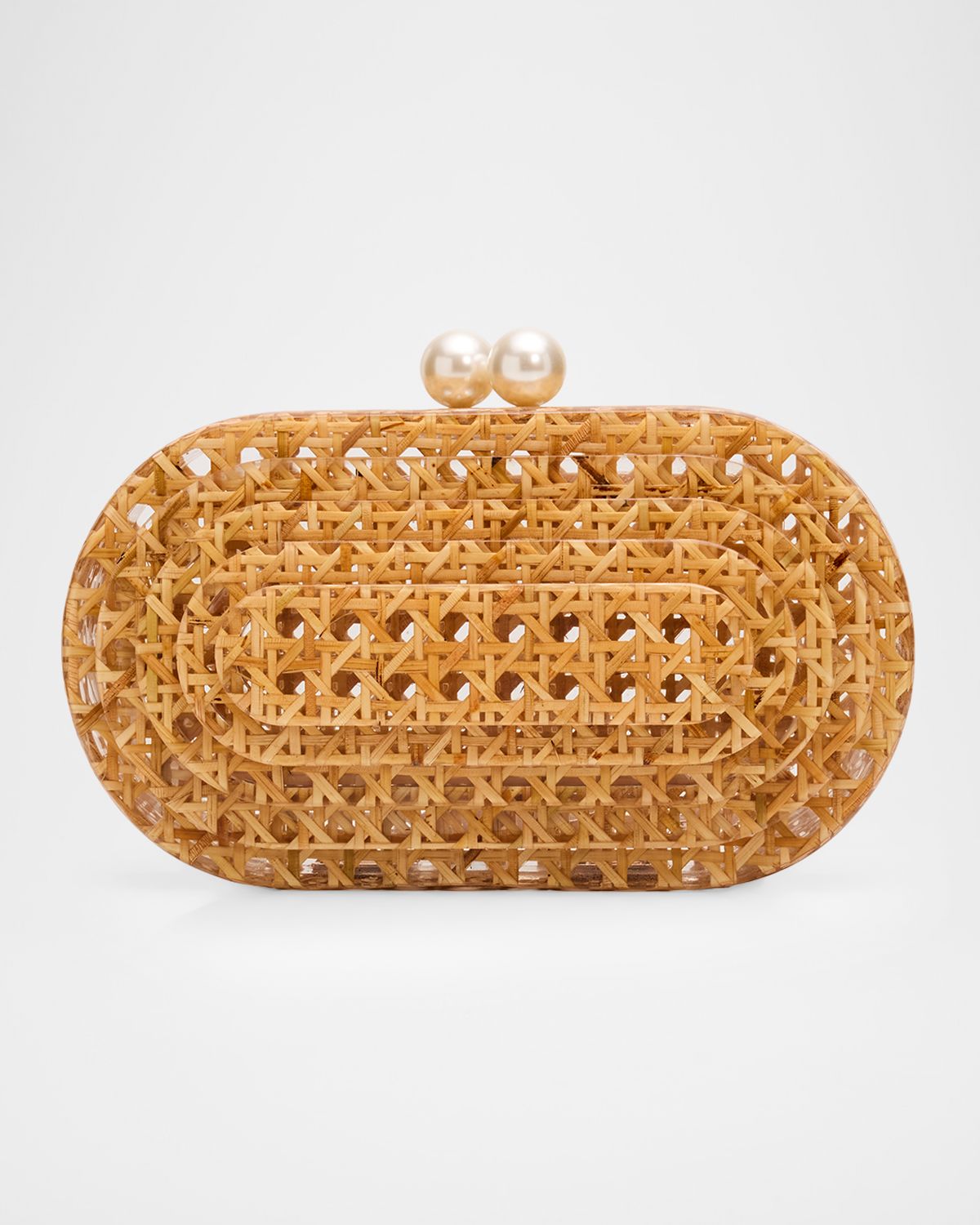 BTB Los Angeles Caillou Acrylic Cane Webbing Clutch Bag