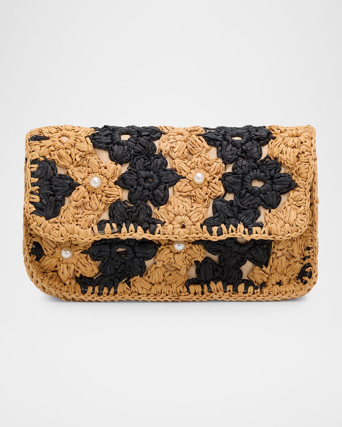 BTB Los Angeles Shiloh Floral Raffia Crossbody Bag