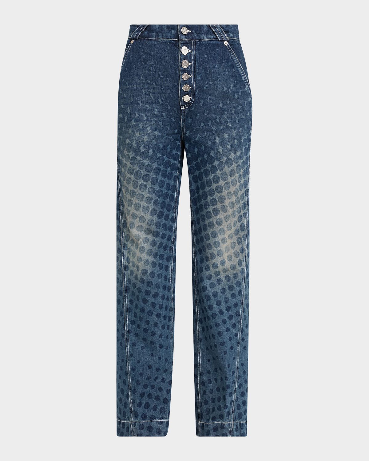 CHRISTOPHER JOHN ROGERS Halftone Wiggle Dot Button-Front Wide-Leg Jeans | Thumbnail 6