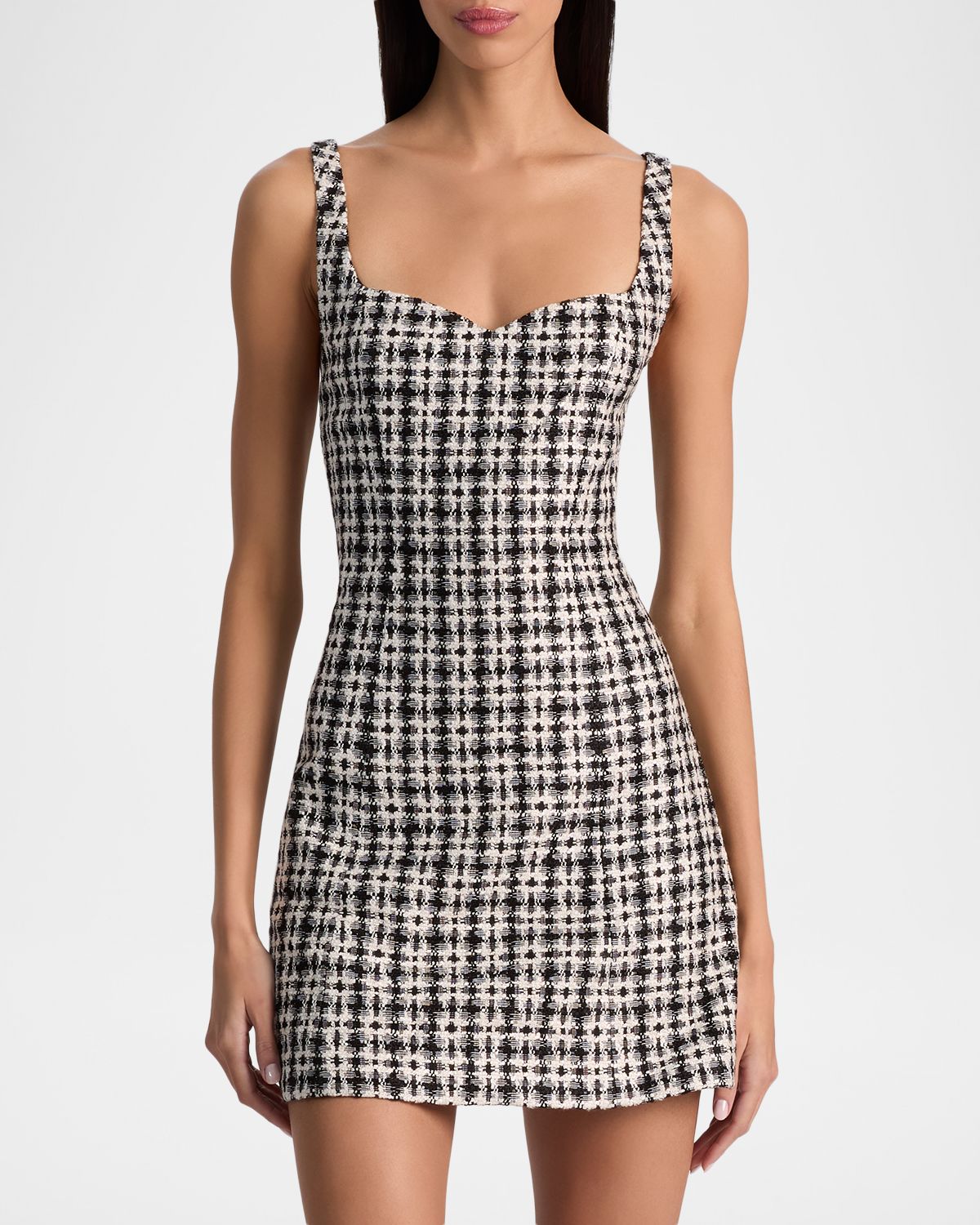 ALICE + OLIVIA Eve Sweetheart Tweed Mini Dress