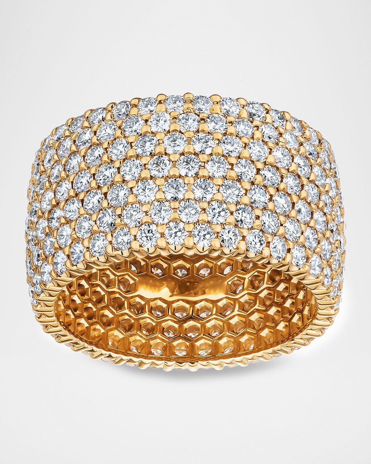 Neiman Marcus Diamonds 18K Yellow Gold 7-Row Diamond Cigar Band
