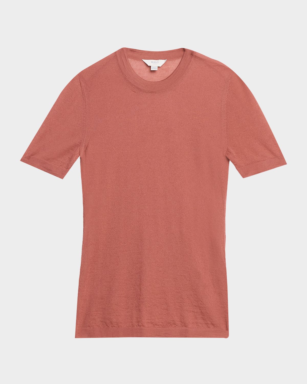 Malo Cashmere Short-Sleeve Crewneck Sweater