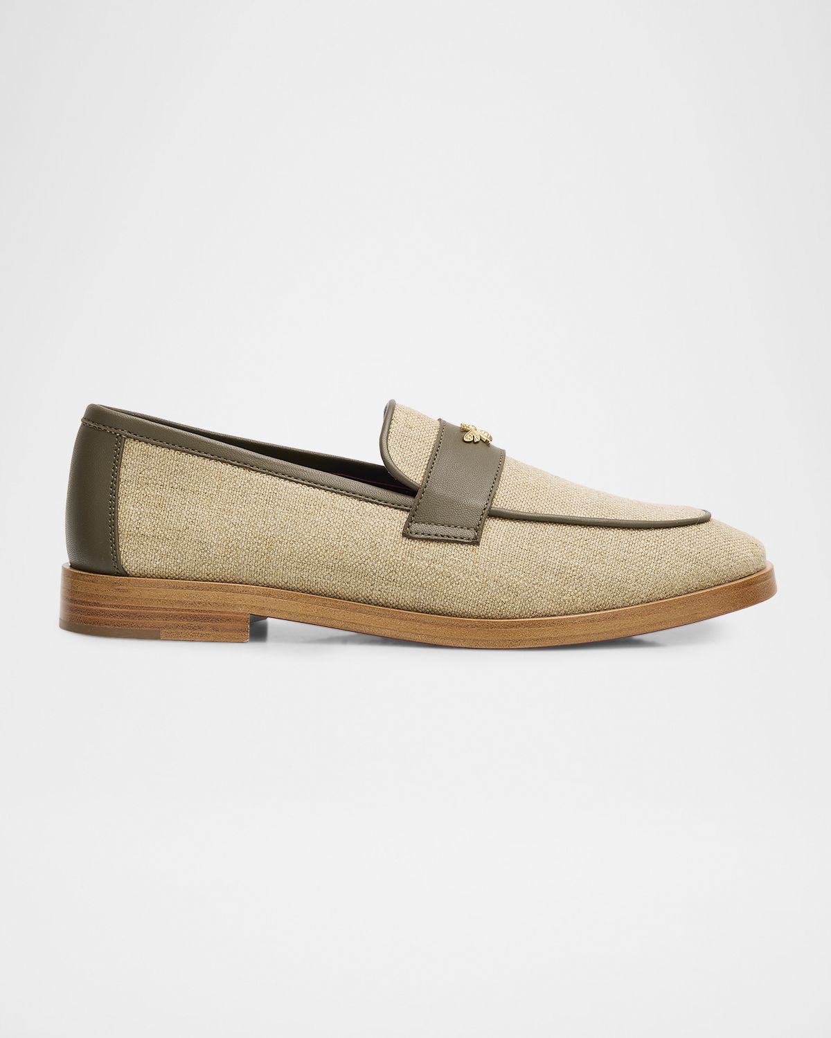 Bougeotte Lofty Flaneur Leather and Raw Linen Penny Loafers