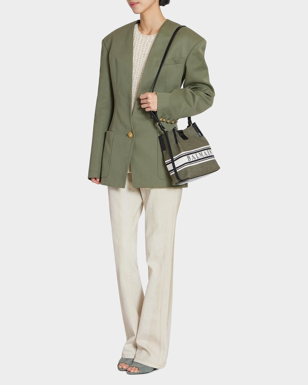 Balmain Release Bucket Bag in Canvas