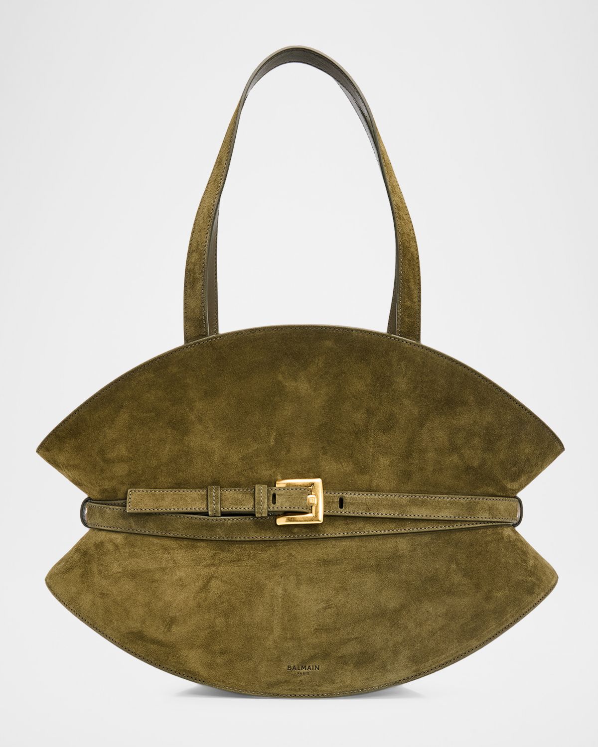 Balmain Shuffle Medium Suede Shoulder Bag