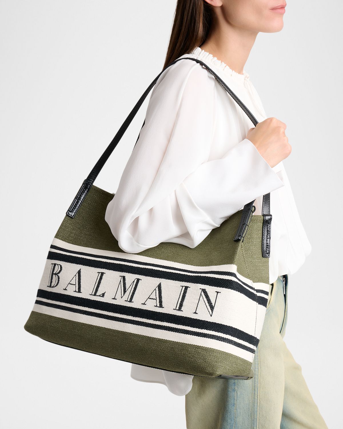 Balmain Release Logo Canvas Tote Bag