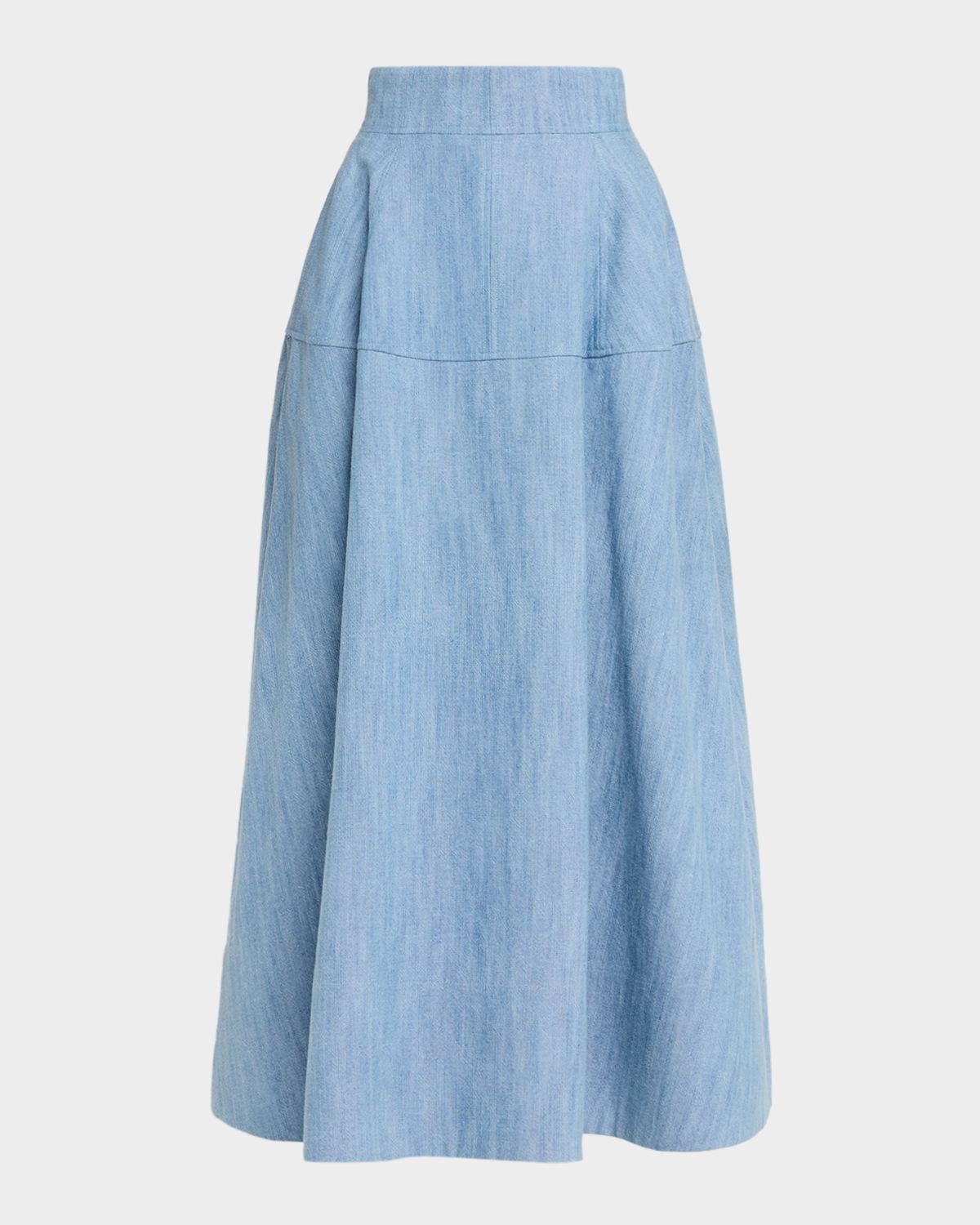 Lela Rose Denim A-Line Midi Skirt