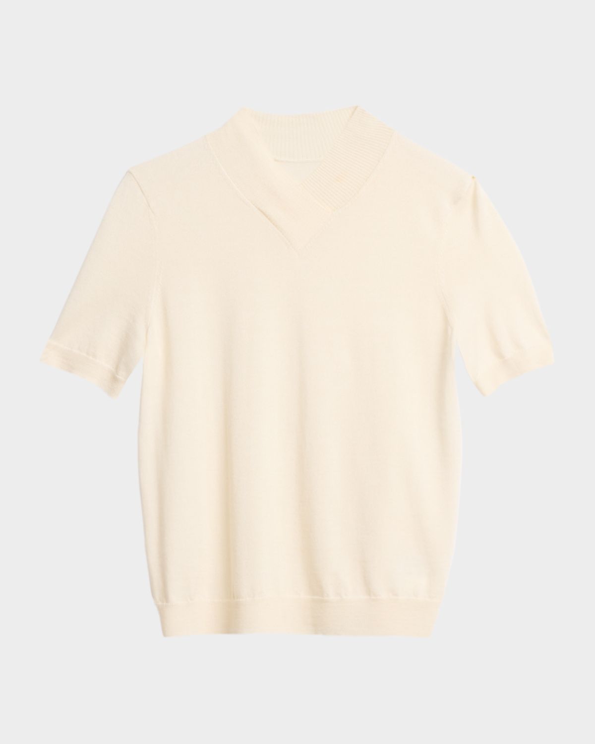 Lela Rose Merino Silk Knit Short-Sleeve Sweater
