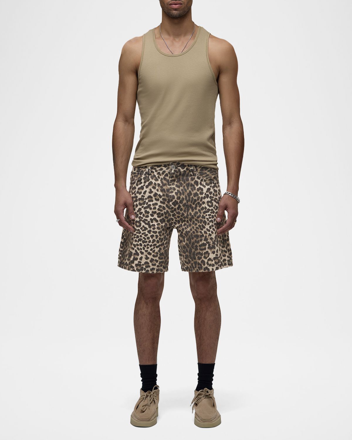 Hudson Men 's Cotton Cheetah-Print Five-Pocket Shorts