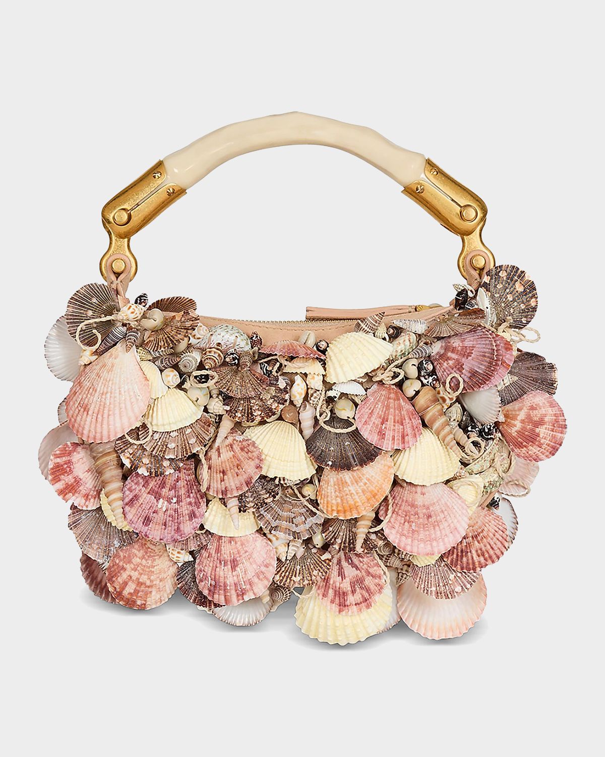 Balmain Ebene Shell Embroidered Top-Handle Bag