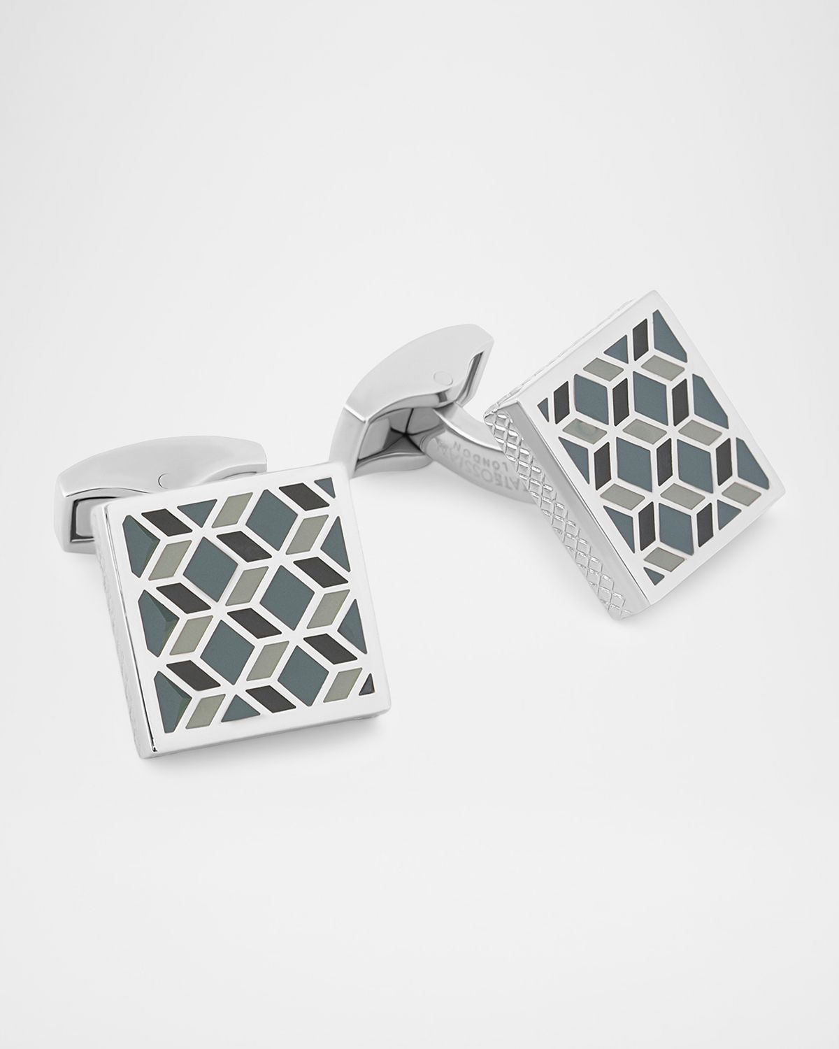 Tateossian Men 's Square 3D Cube Enamel Cufflinks