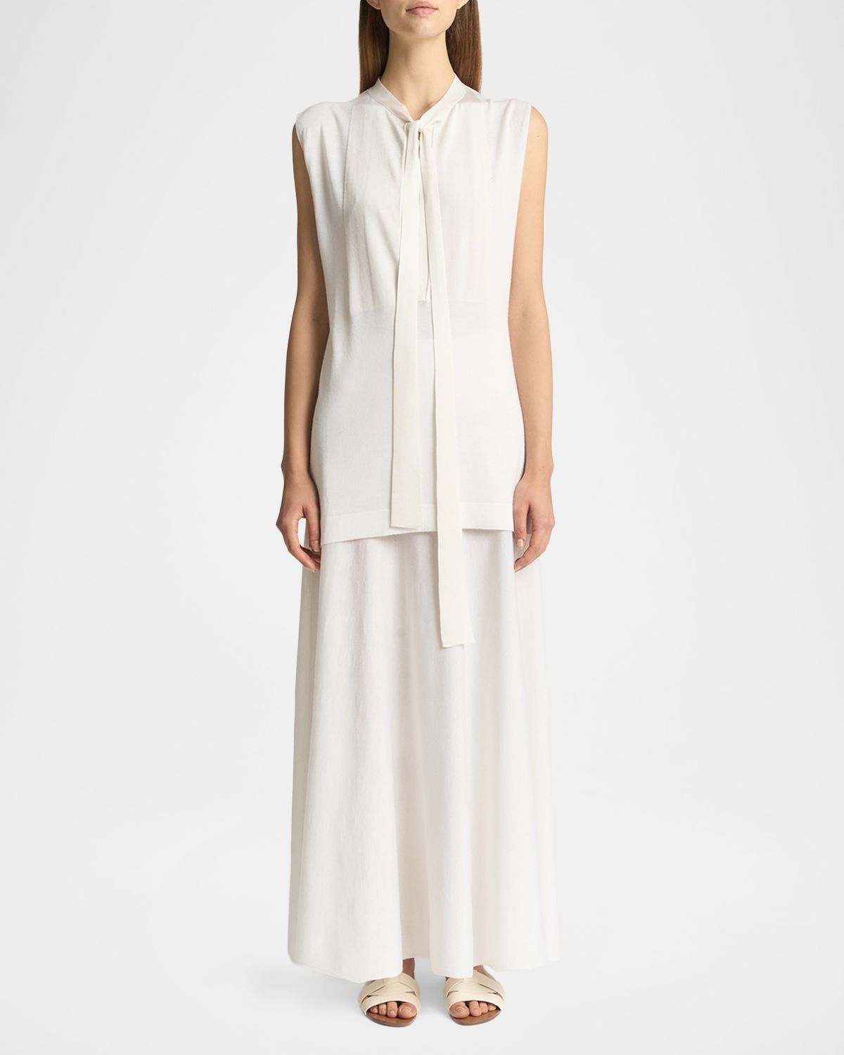 Malo Cashmere-Silk Sleeveless Neck-Tie Top