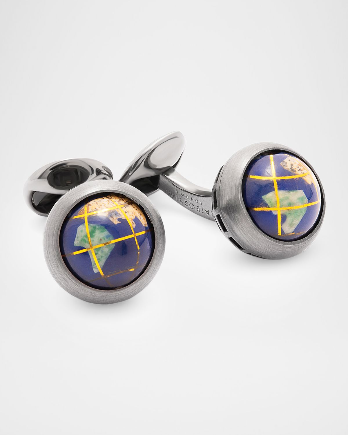 Tateossian Men 's Lapis Globe Cufflinks