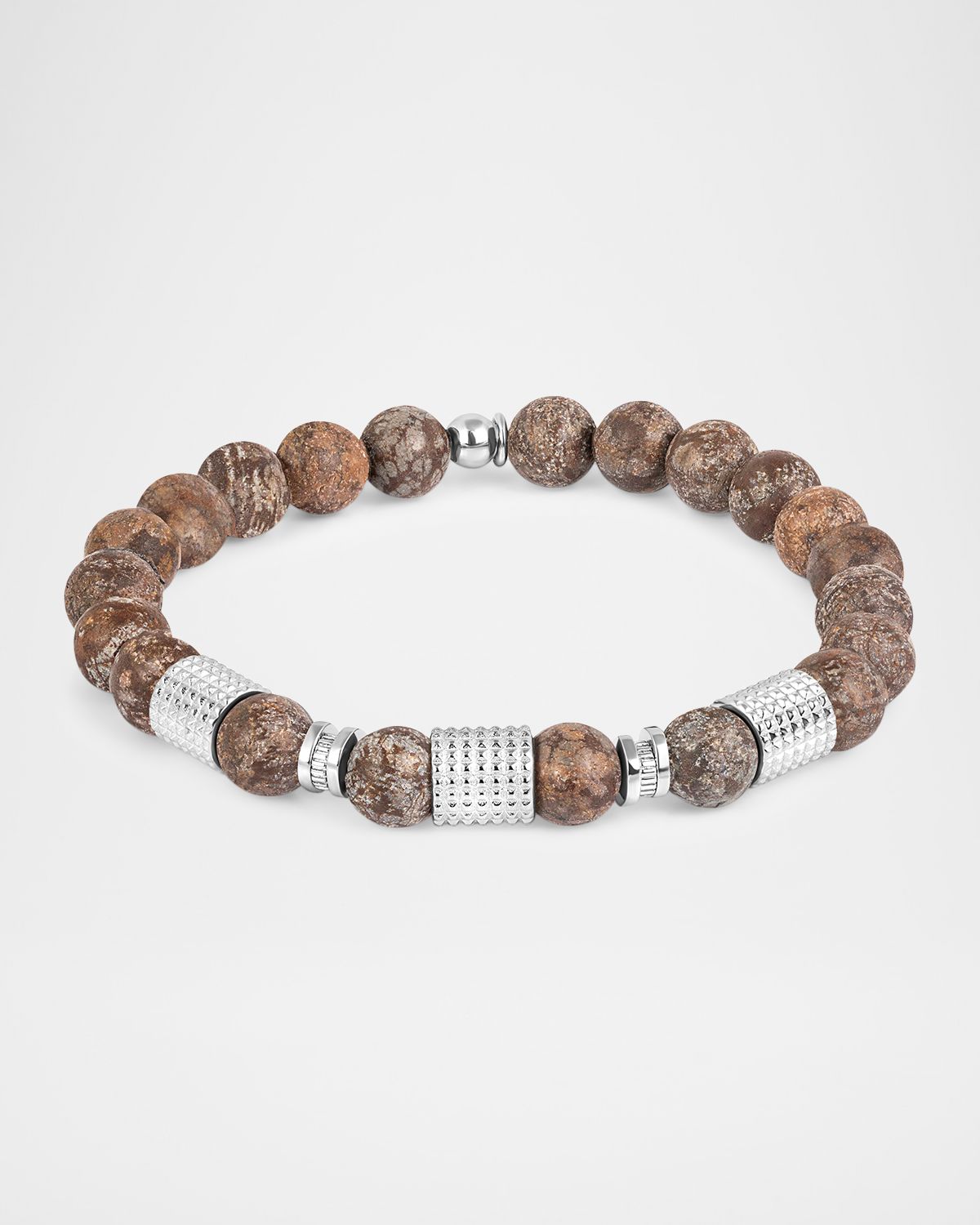 Tateossian Men 's Sterling Silver and Obsidian Beaded Bracelet