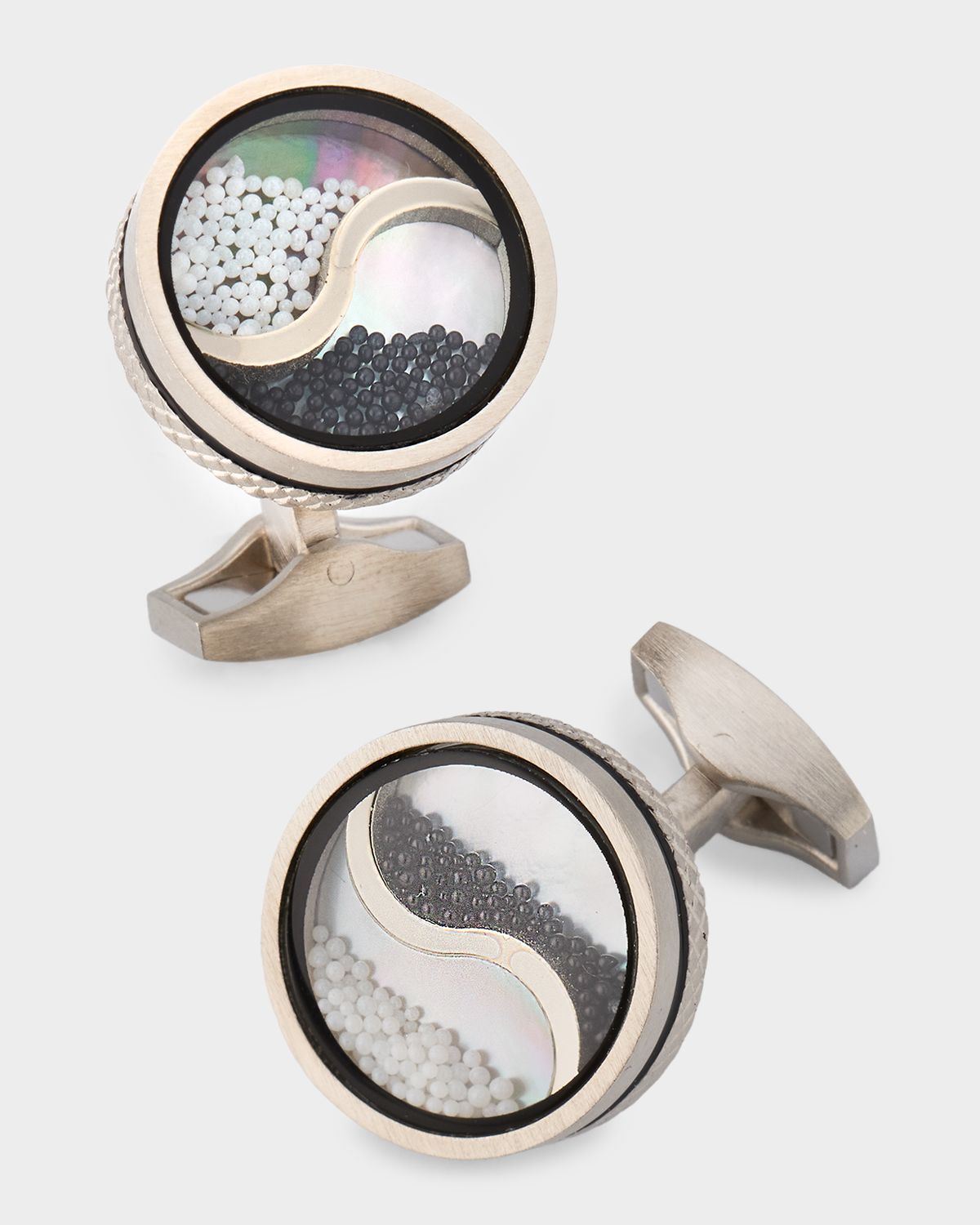 Tateossian Men 's Mother of Pearl Yin-Yang Caviar Bead Cufflinks