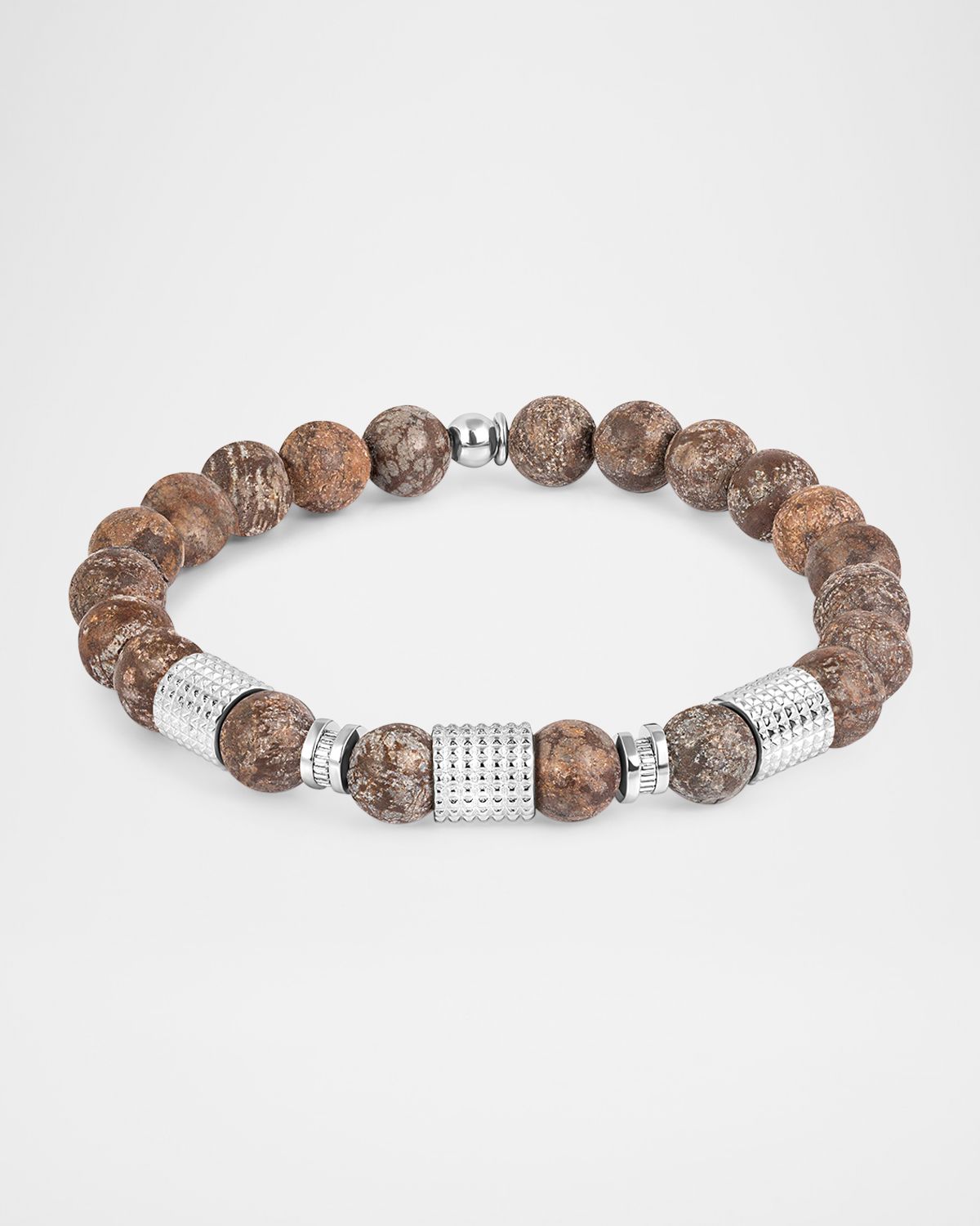 Tateossian Men 's Sterling Silver and Obsidian Beaded Bracelet