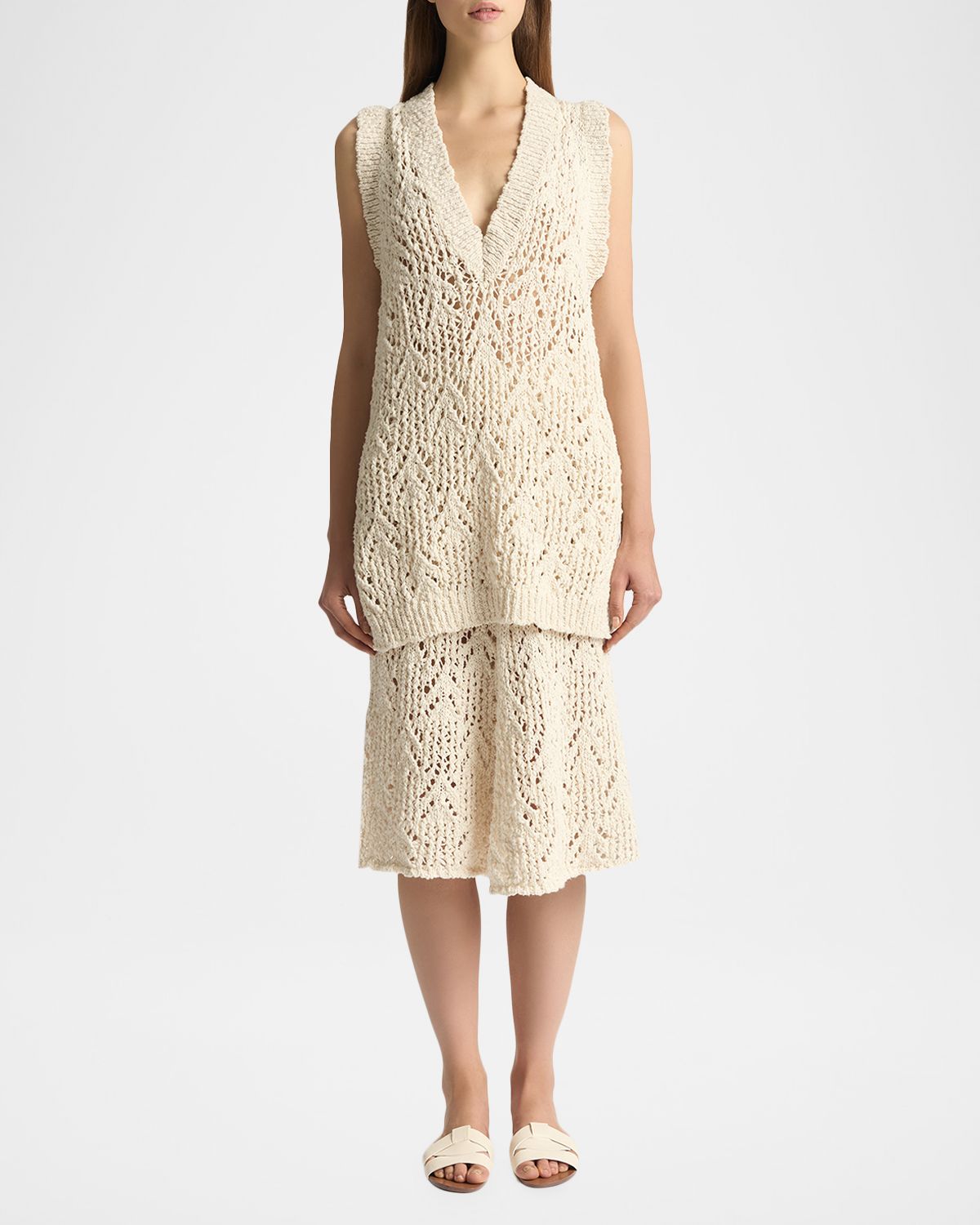 Malo Cotton Flamme Knit Midi Skirt